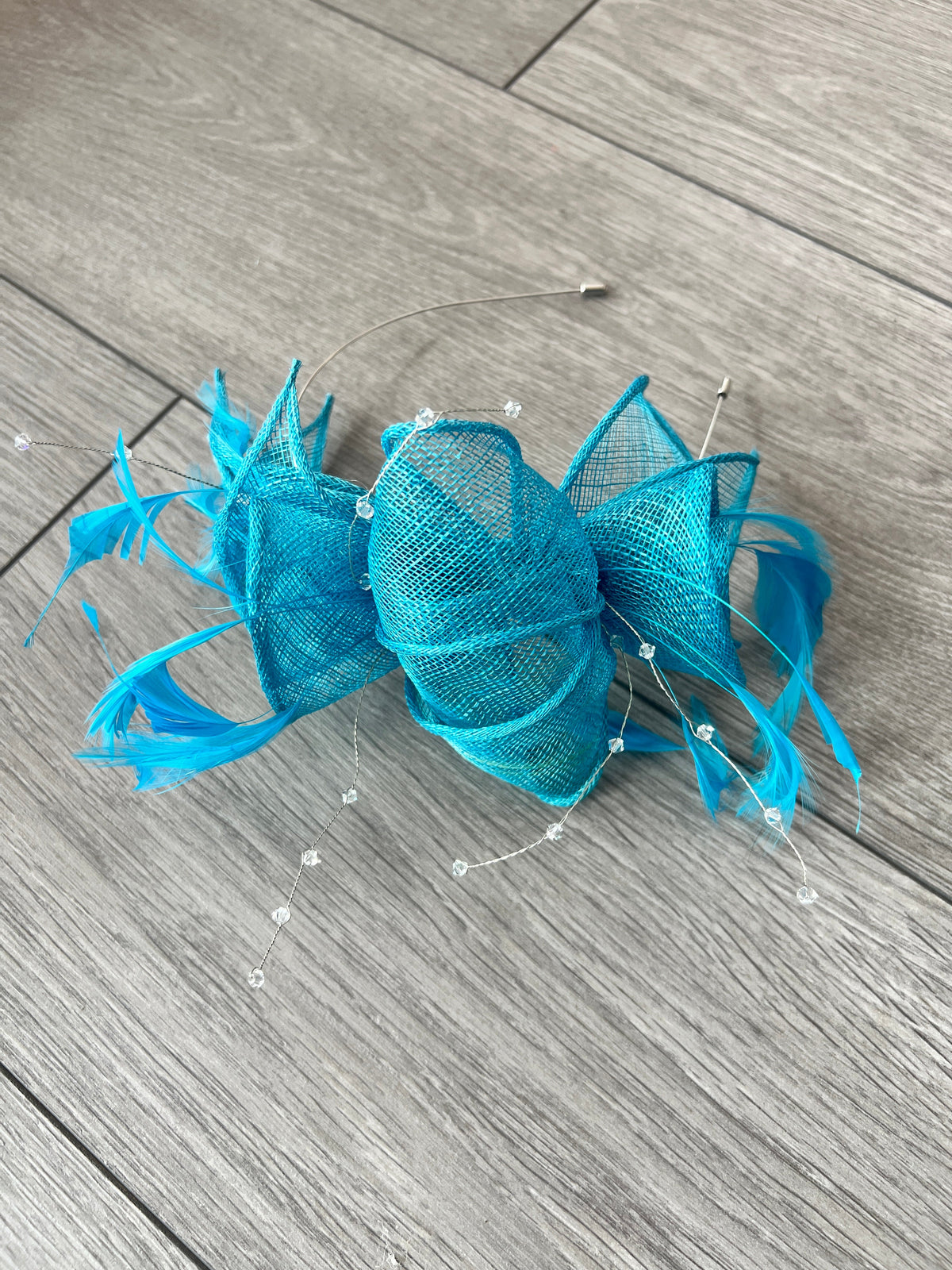 Classic Sinamay Turquoise Fascinator-Fascinators Direct