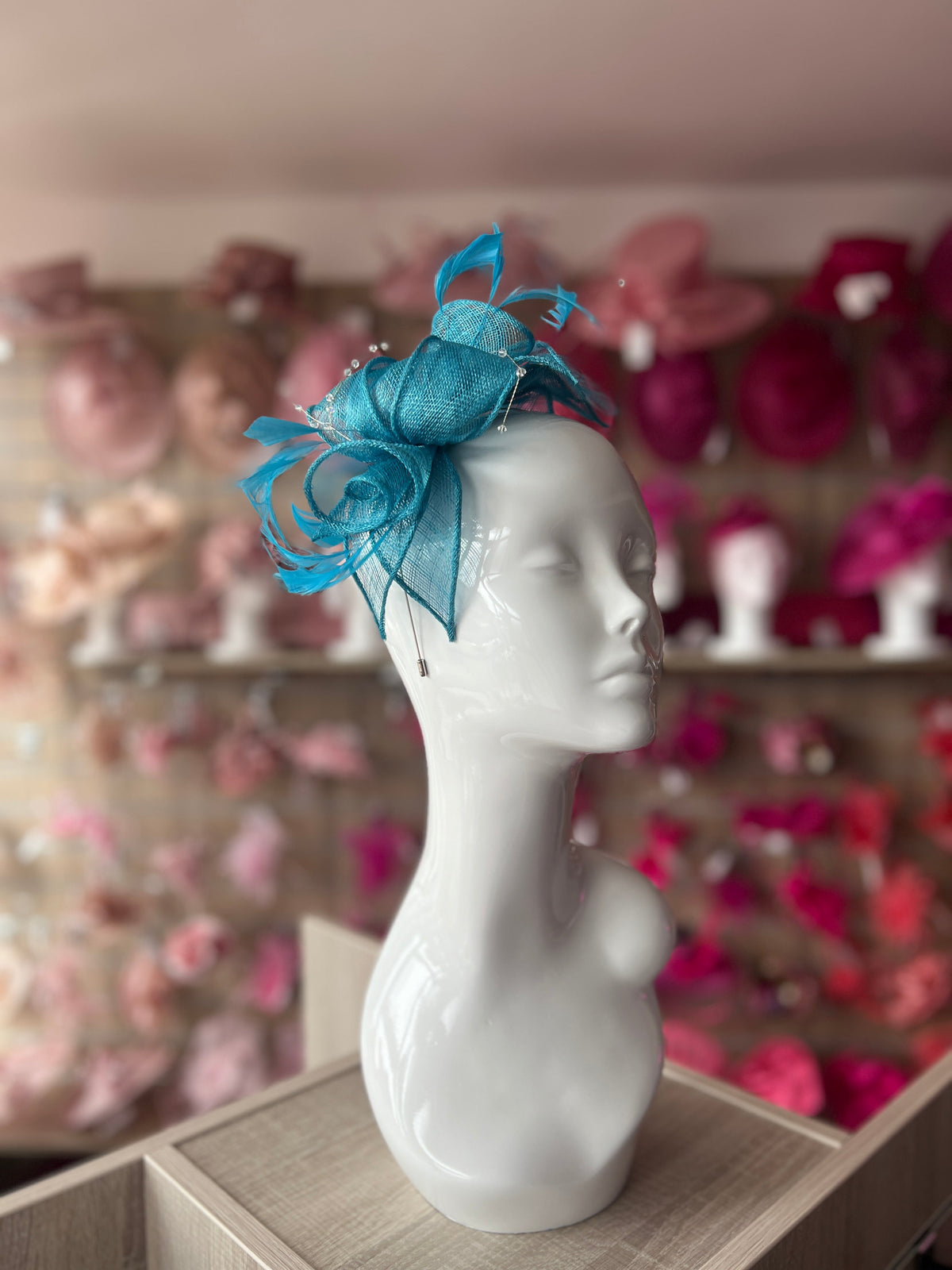 Classic Sinamay Turquoise Fascinator-Fascinators Direct