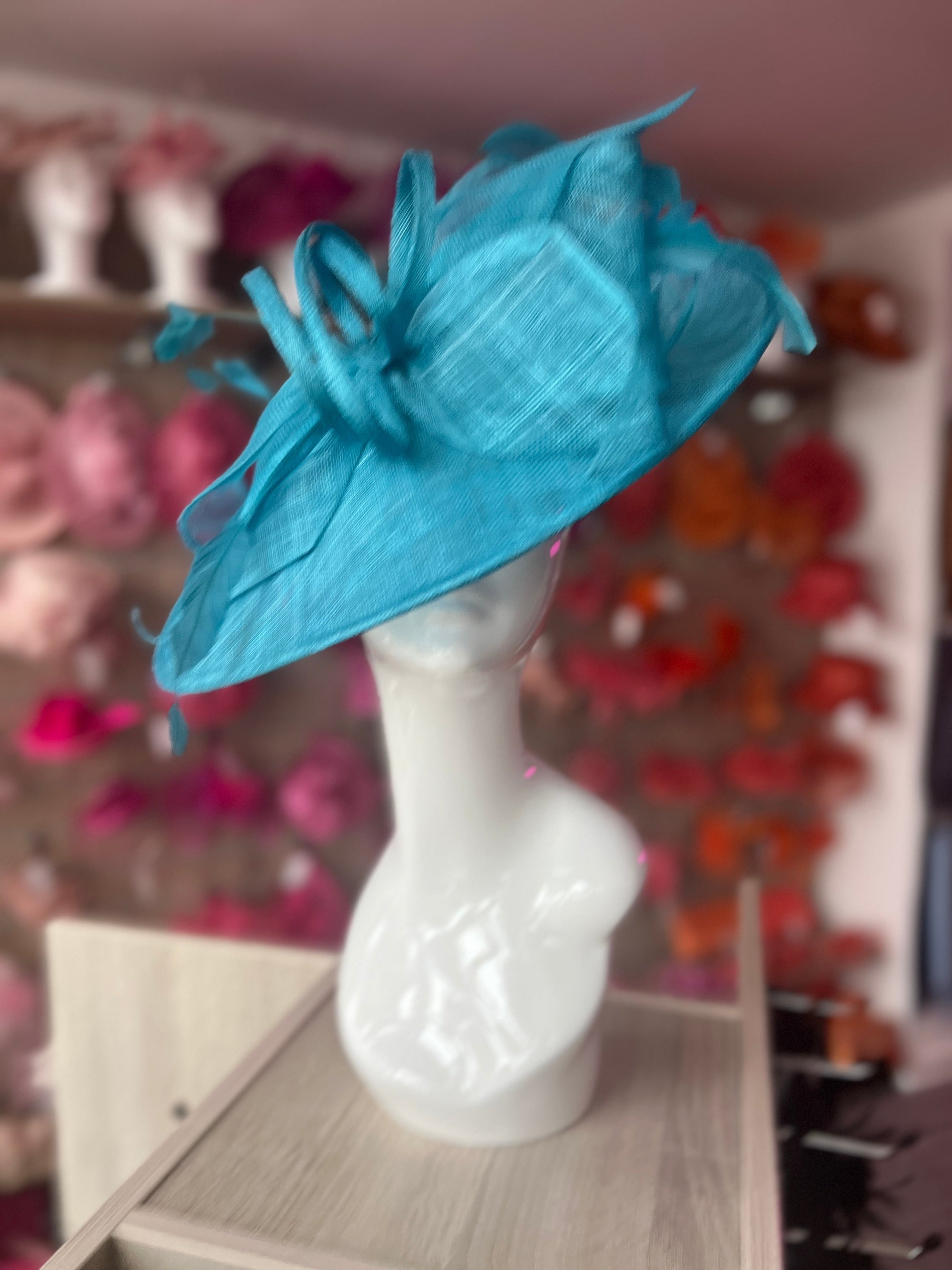 Classic Sinamay Turquoise Hatinator with Bow-Fascinators Direct