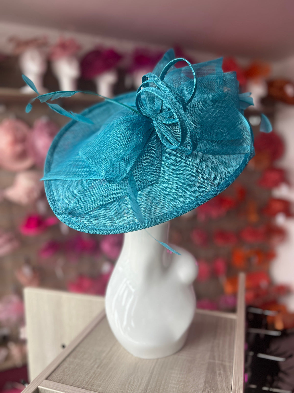Classic Sinamay Turquoise Hatinator with Bow-Fascinators Direct