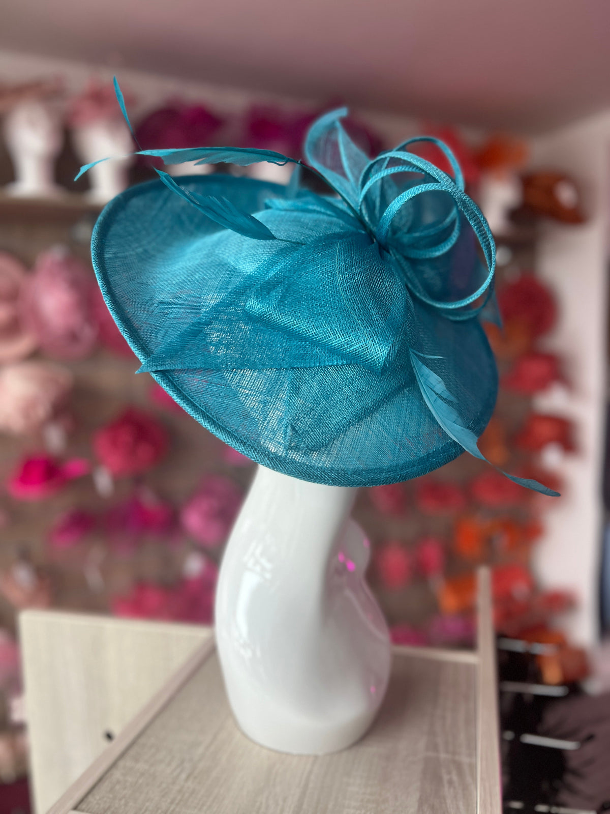 Classic Sinamay Turquoise Hatinator with Bow-Fascinators Direct
