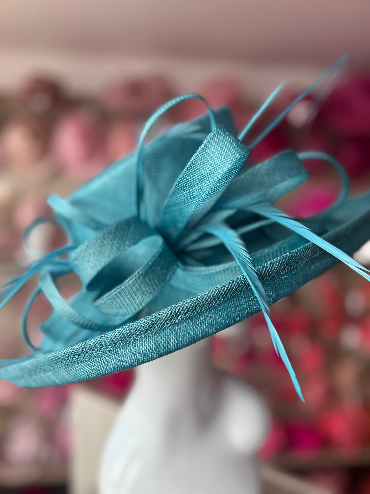 Classic Sinamay Turquoise Wedding Hat-Fascinators Direct