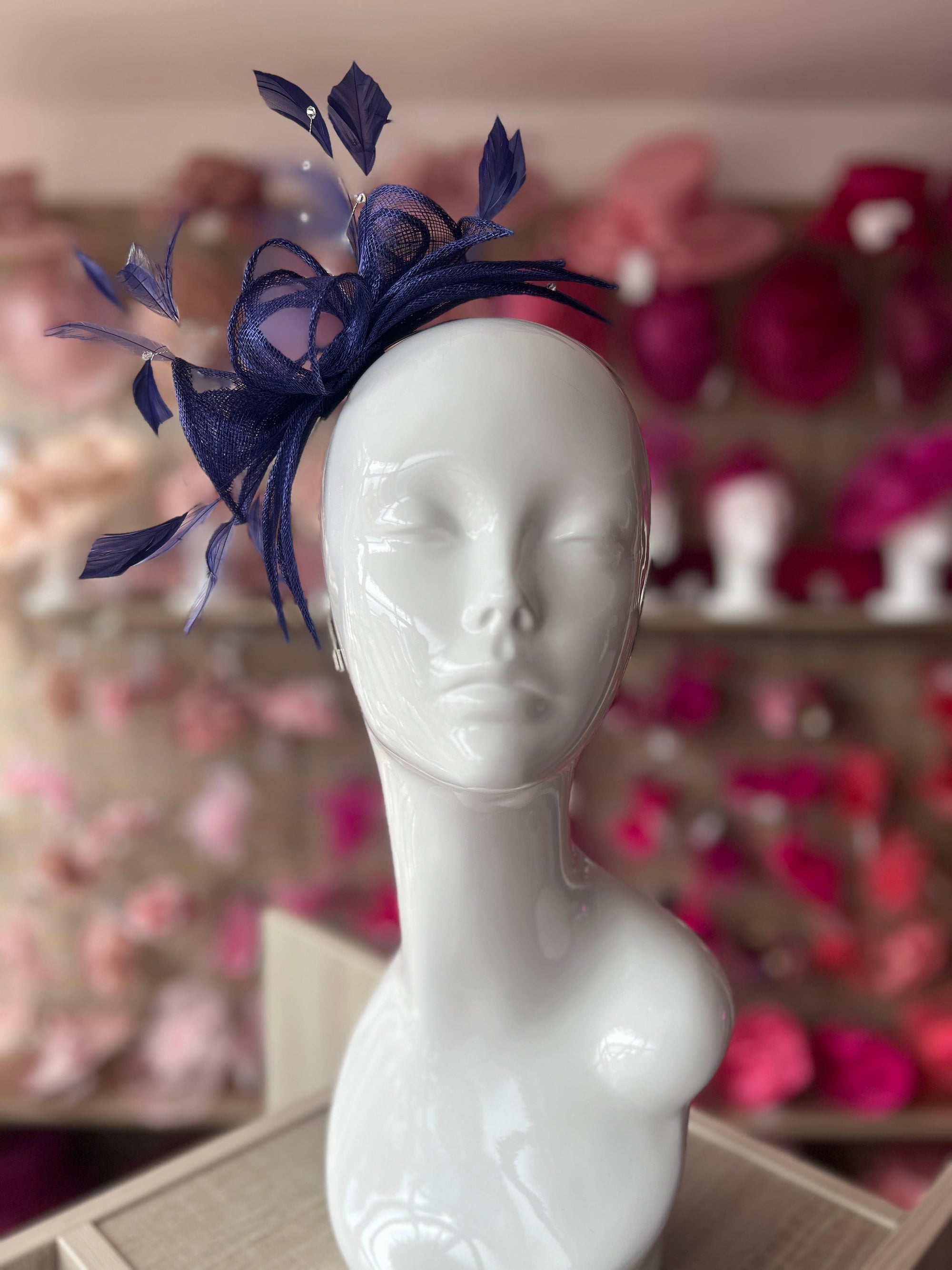 Classic Sinamay Twilight Blue Fascinator-Fascinators Direct