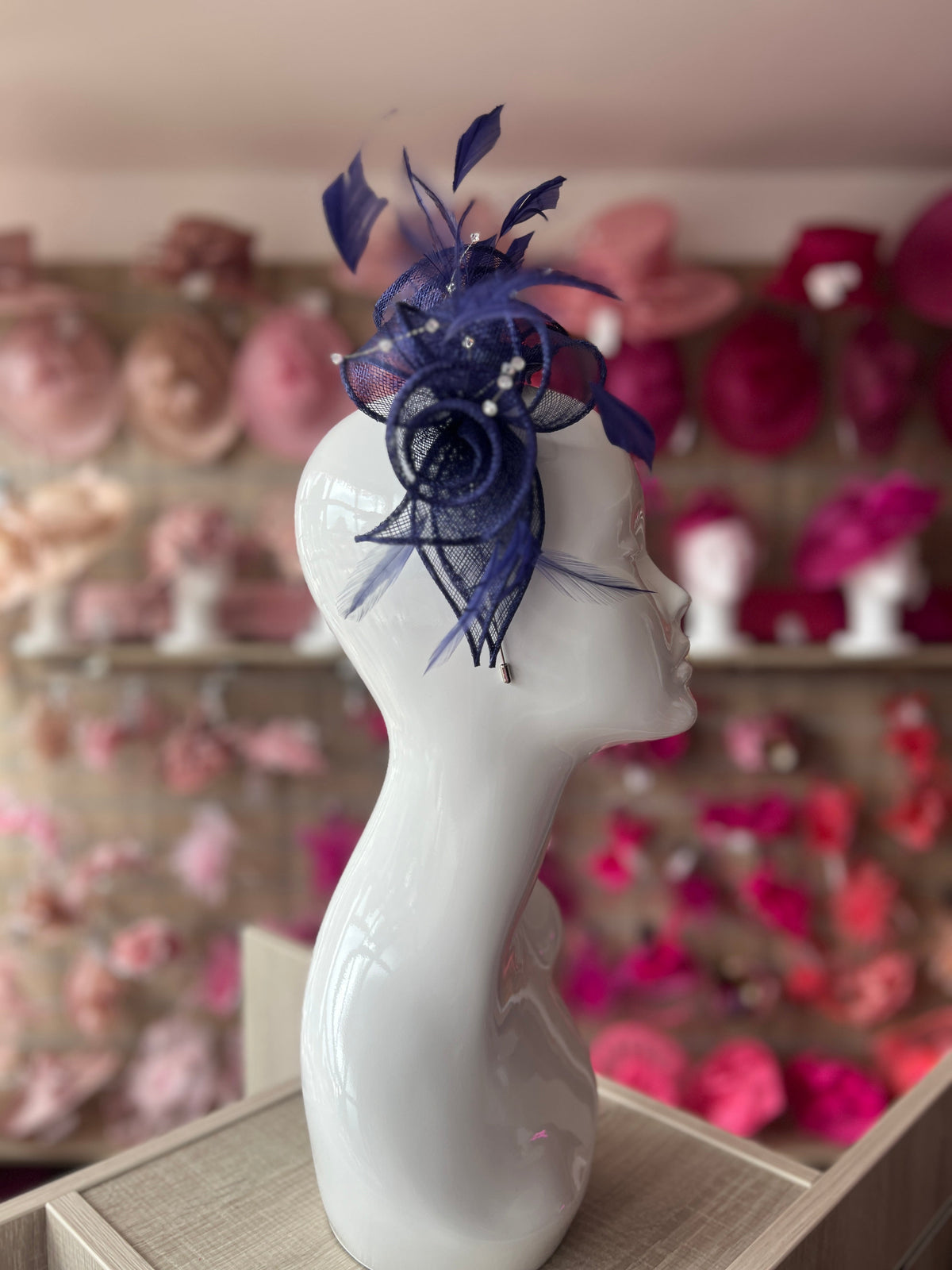 Classic Sinamay Twilight Blue Fascinator-Fascinators Direct