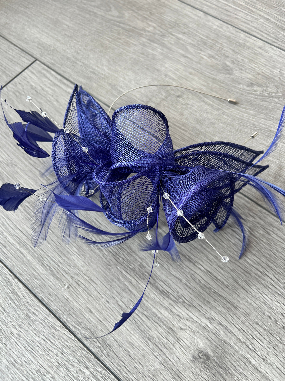 Classic Sinamay Twilight Blue Fascinator-Fascinators Direct