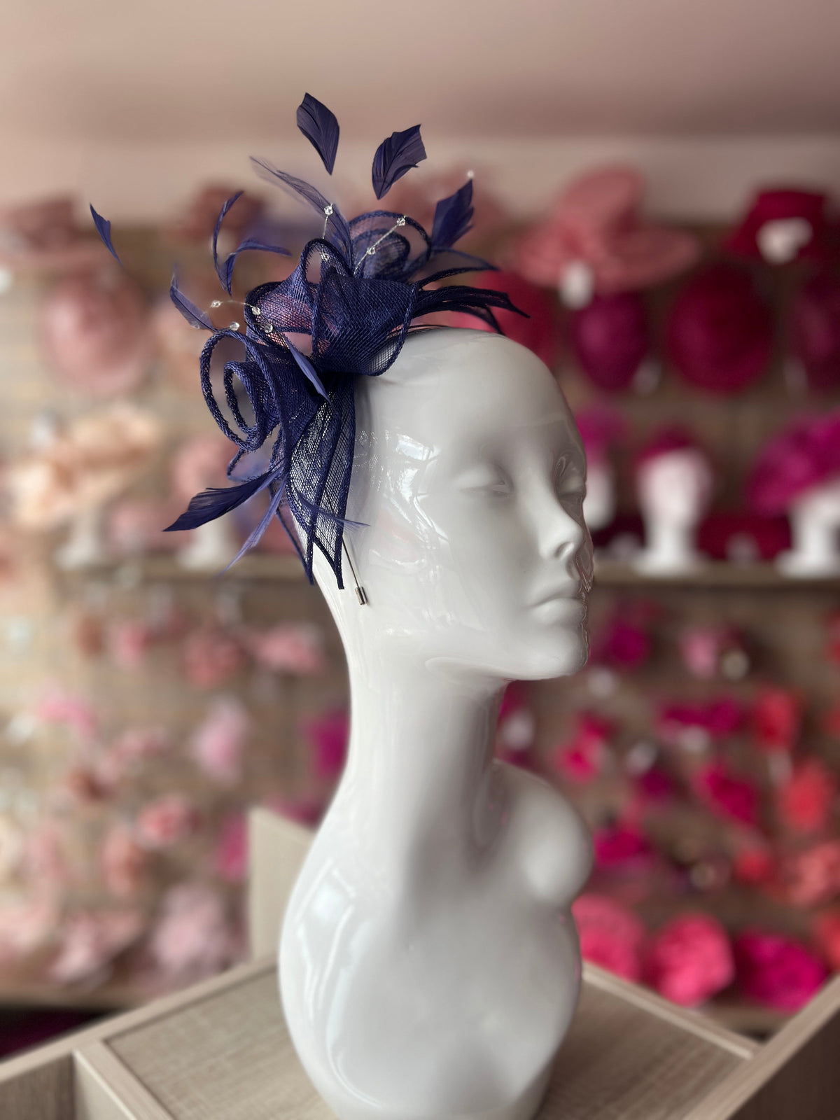 Classic Sinamay Twilight Blue Fascinator-Fascinators Direct