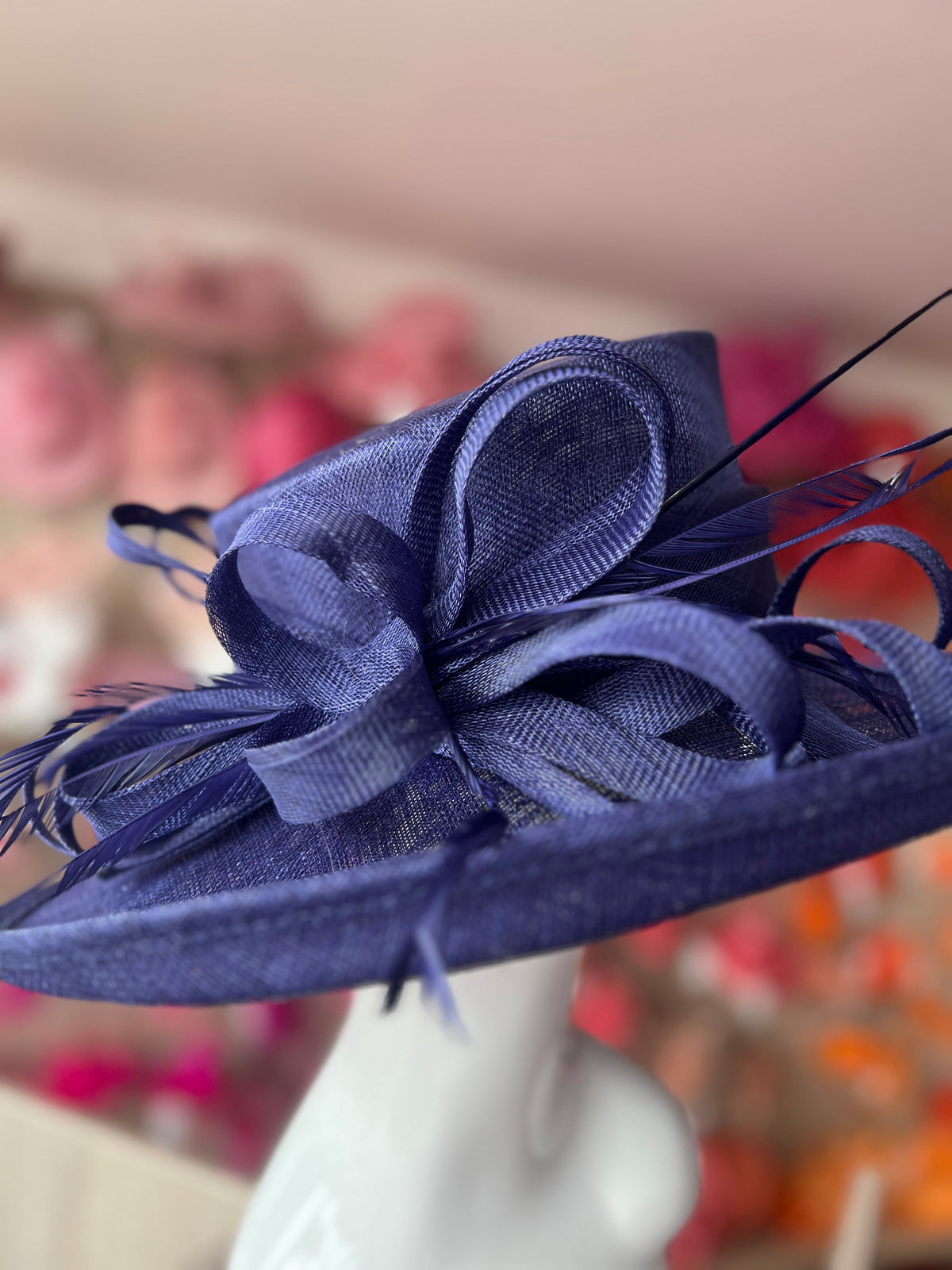 Classic Sinamay Twilight Blue Wedding Hat-Fascinators Direct
