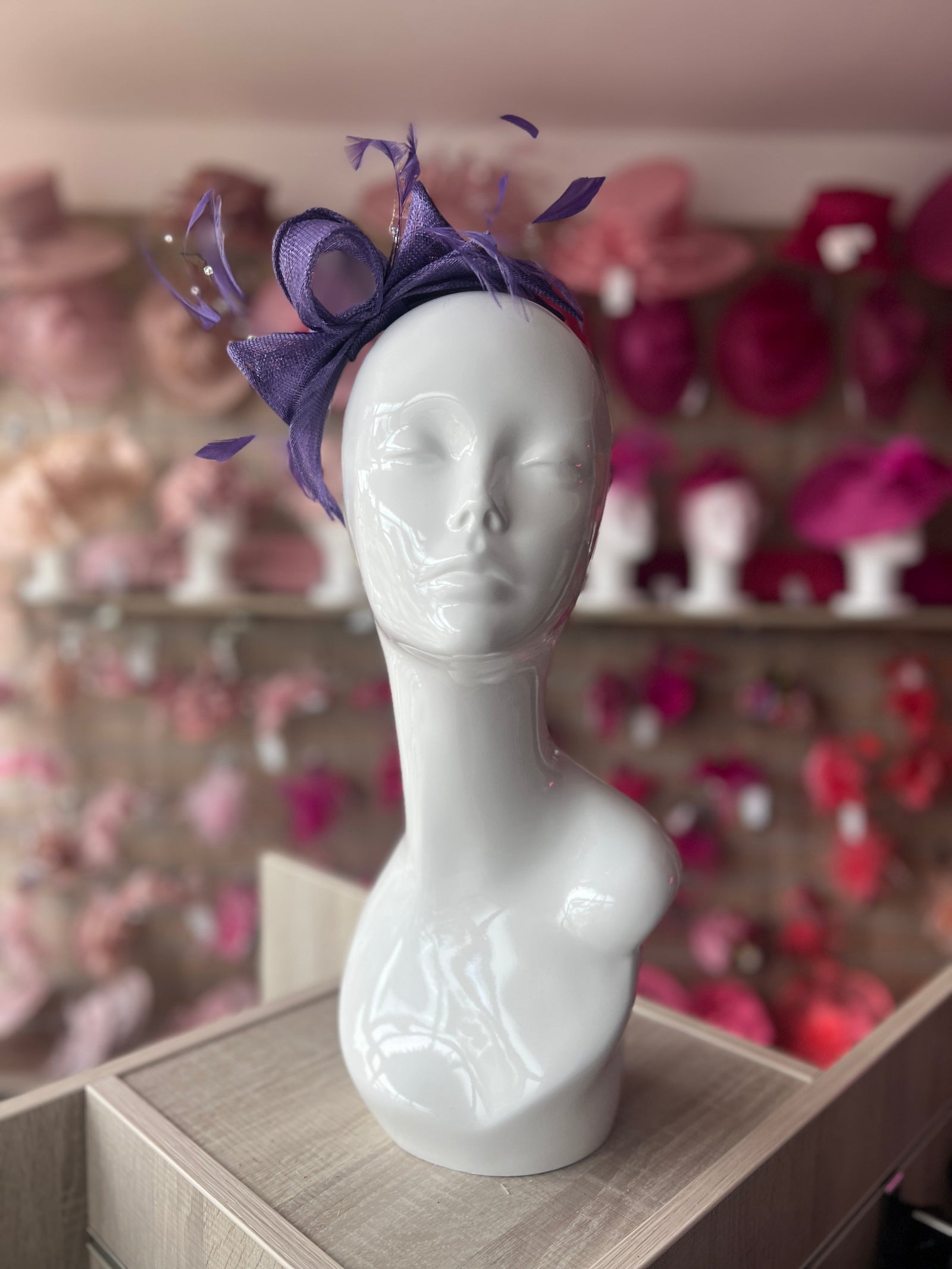 Classic Sinamay Violet Fascinator-Fascinators Direct