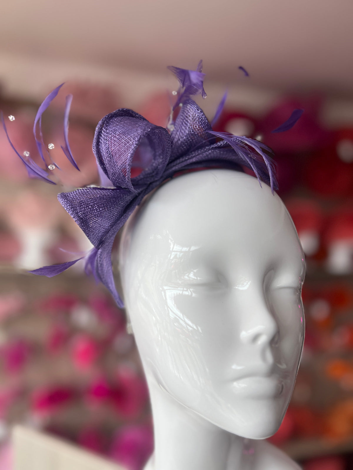 Classic Sinamay Violet Fascinator-Fascinators Direct