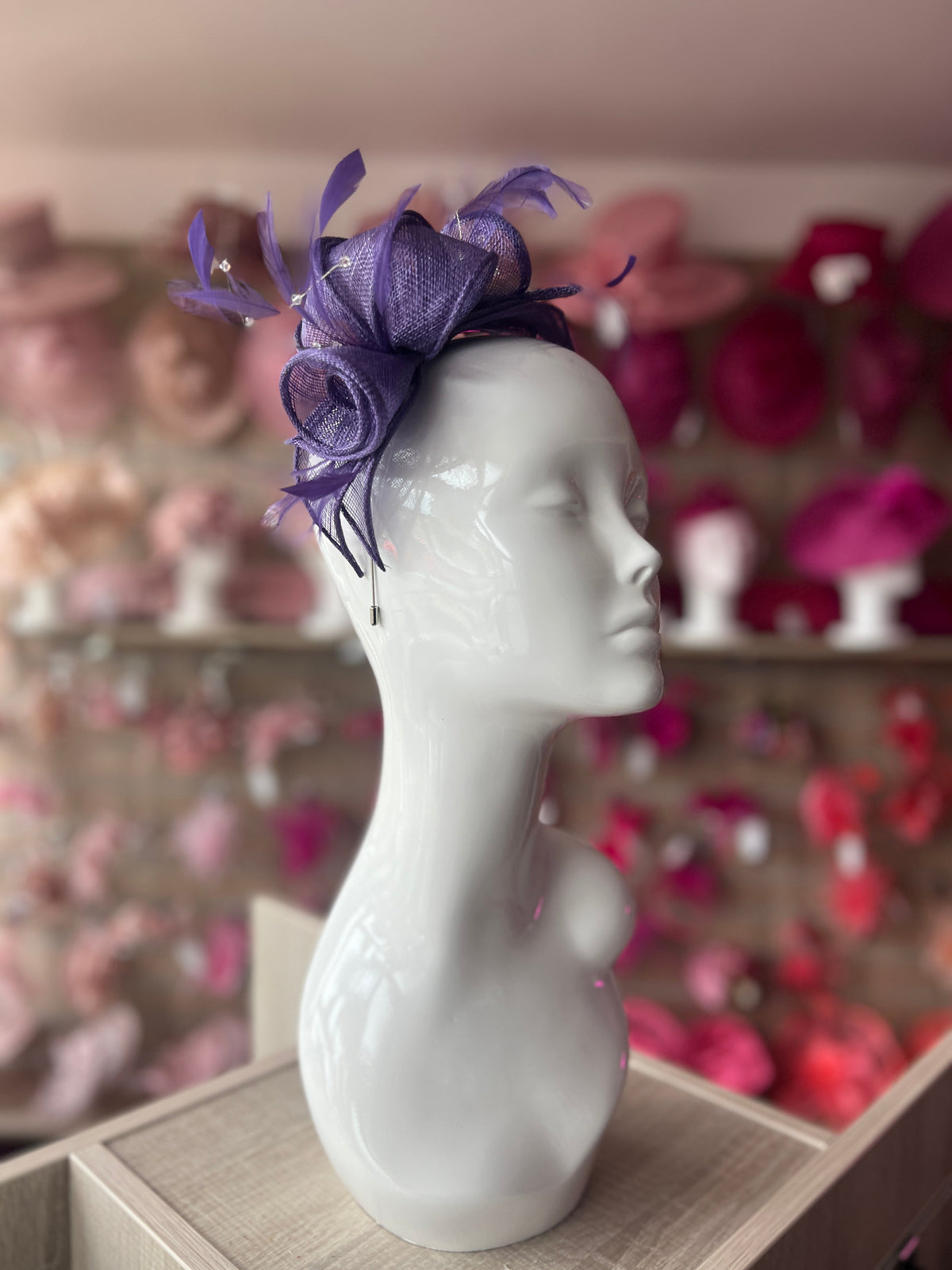 Classic Sinamay Violet Fascinator-Fascinators Direct