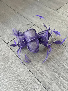 Chapeau Voile Fleur Sinamay Violet Lilas Nude - Fascinator Courses Cheveux, UK, Neuf Avec étiquettes