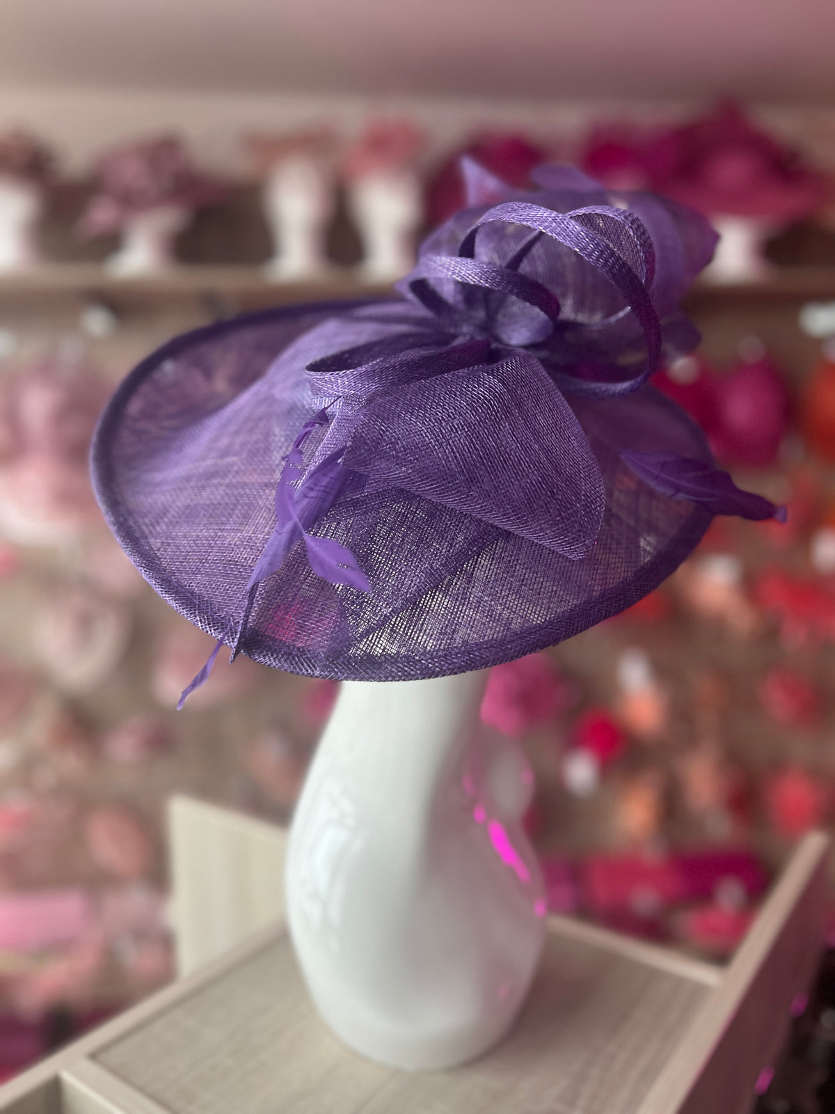 Classic Sinamay Violet Hatinator with Bow-Fascinators Direct