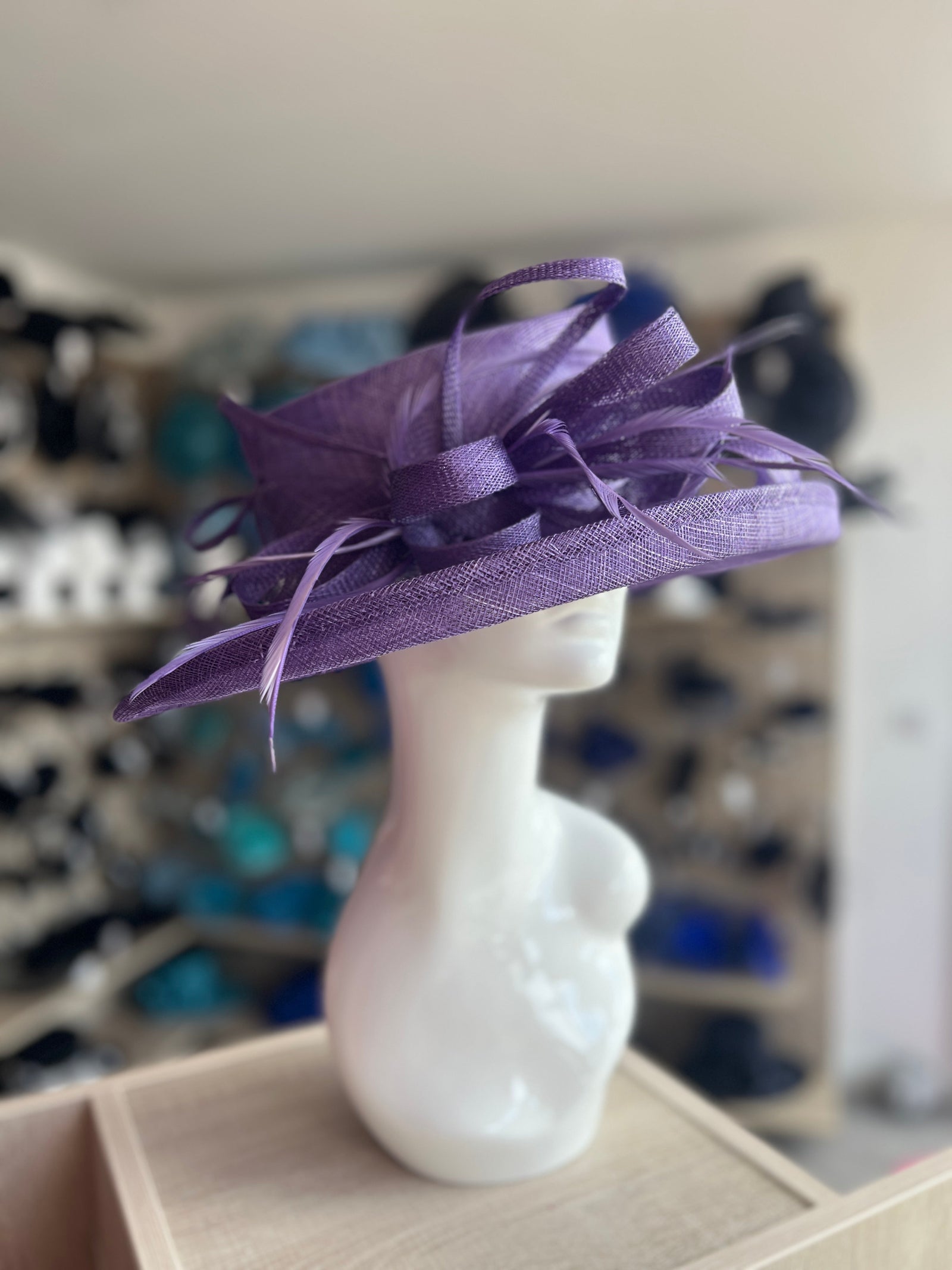 Classic Sinamay Violet Wedding Hat-Fascinators Direct