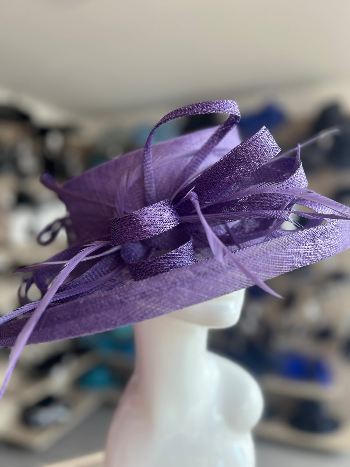 Classic Sinamay Violet Wedding Hat-Fascinators Direct