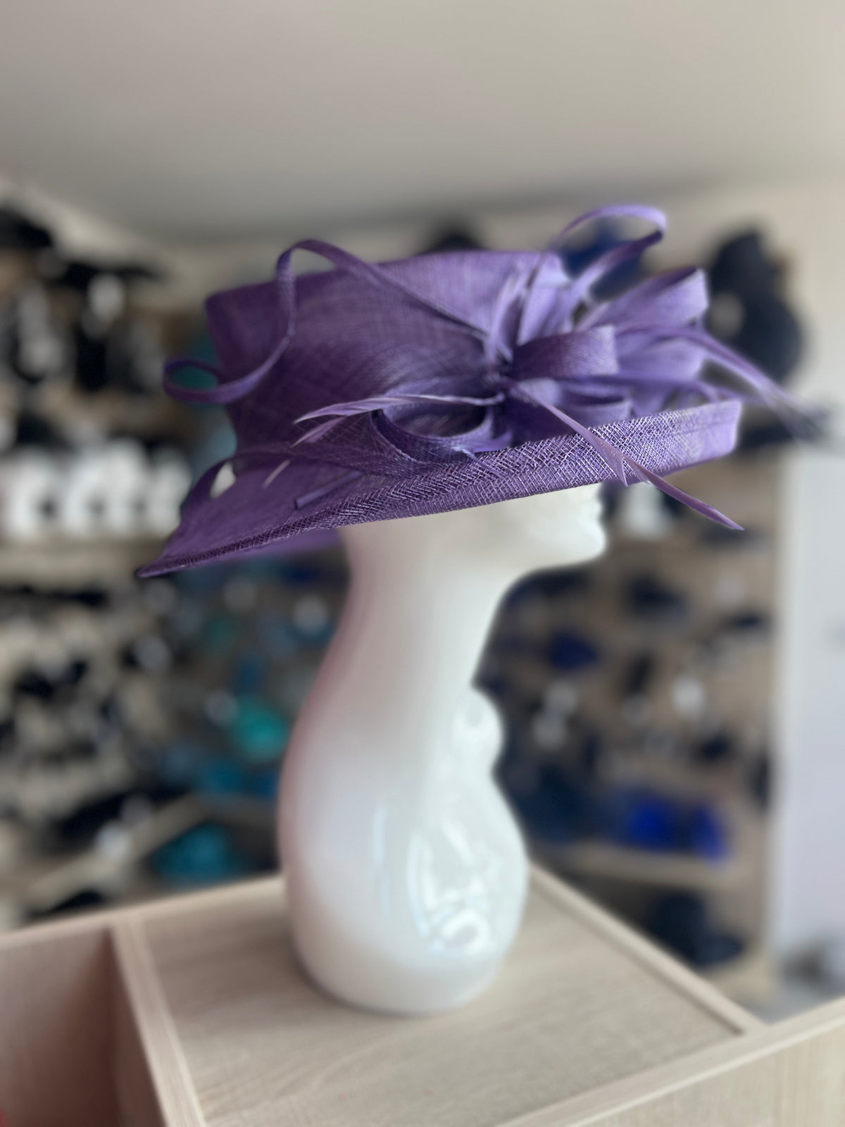Classic Sinamay Violet Wedding Hat-Fascinators Direct