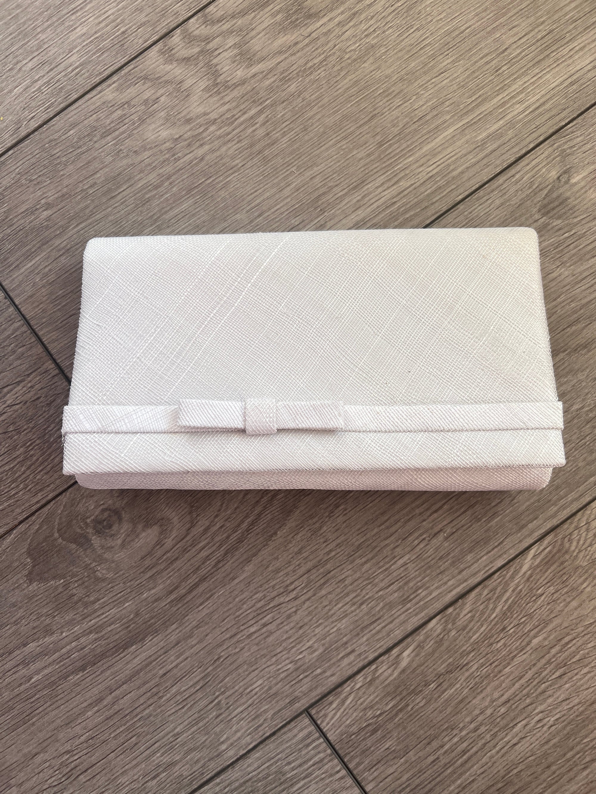 Classic Sinamay White Clutch Bag For Weddings-Fascinators Direct