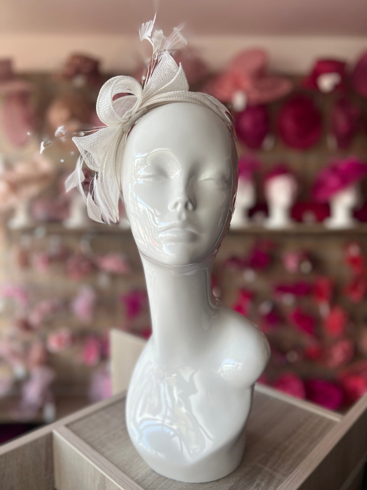 Classic Sinamay White Fascinator-Fascinators Direct