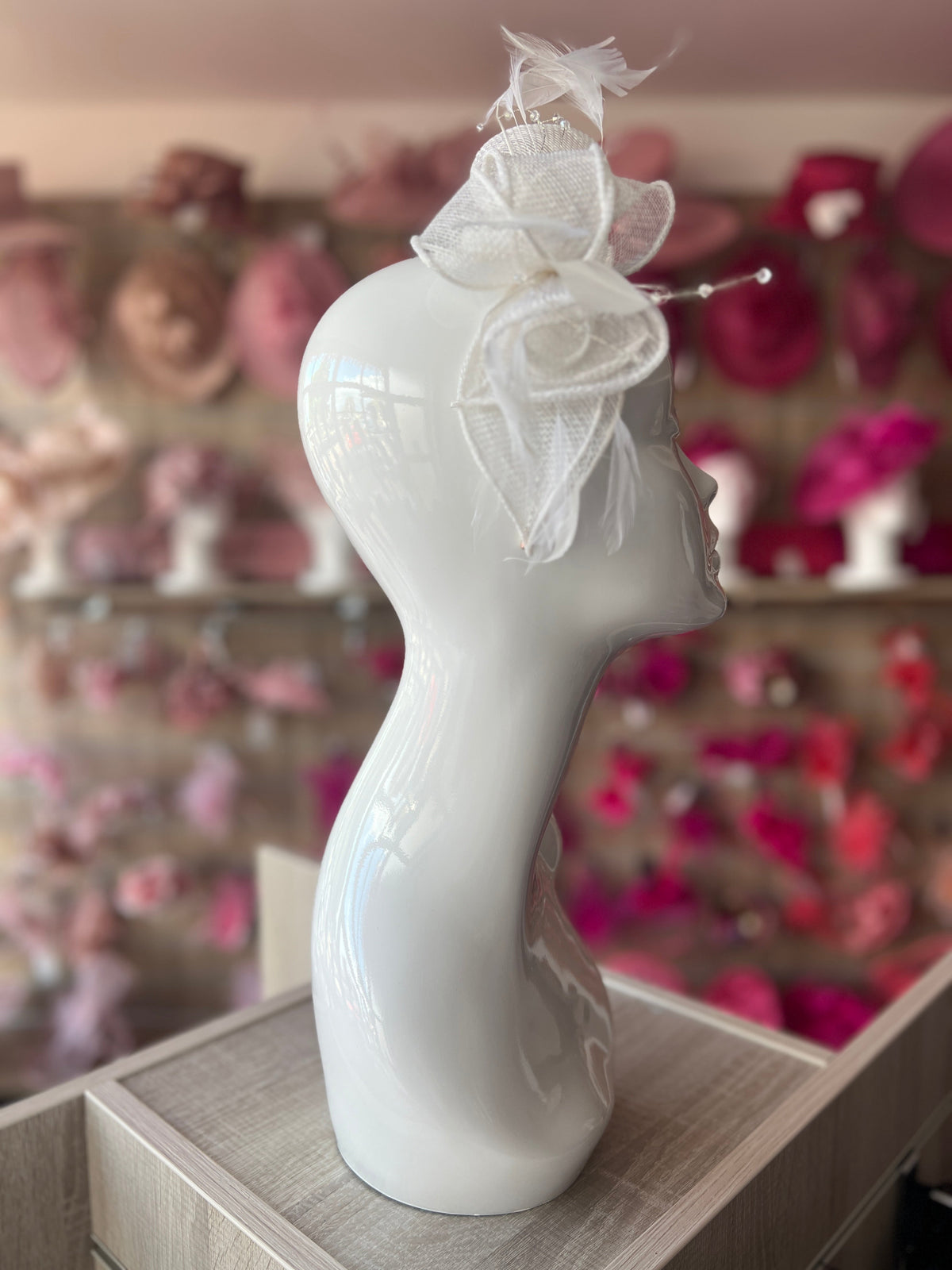 Classic Sinamay White Fascinator-Fascinators Direct