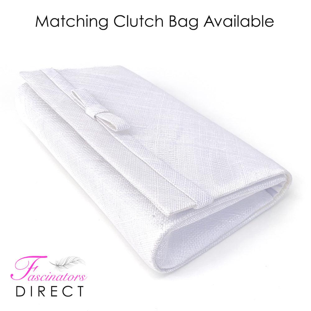 Classic Sinamay White Fascinator-Fascinators Direct