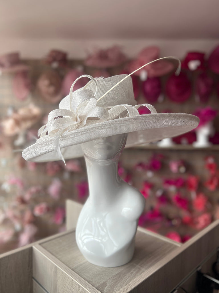Classic White Wedding Hat for Weddings, Ladies Day Ascot Races