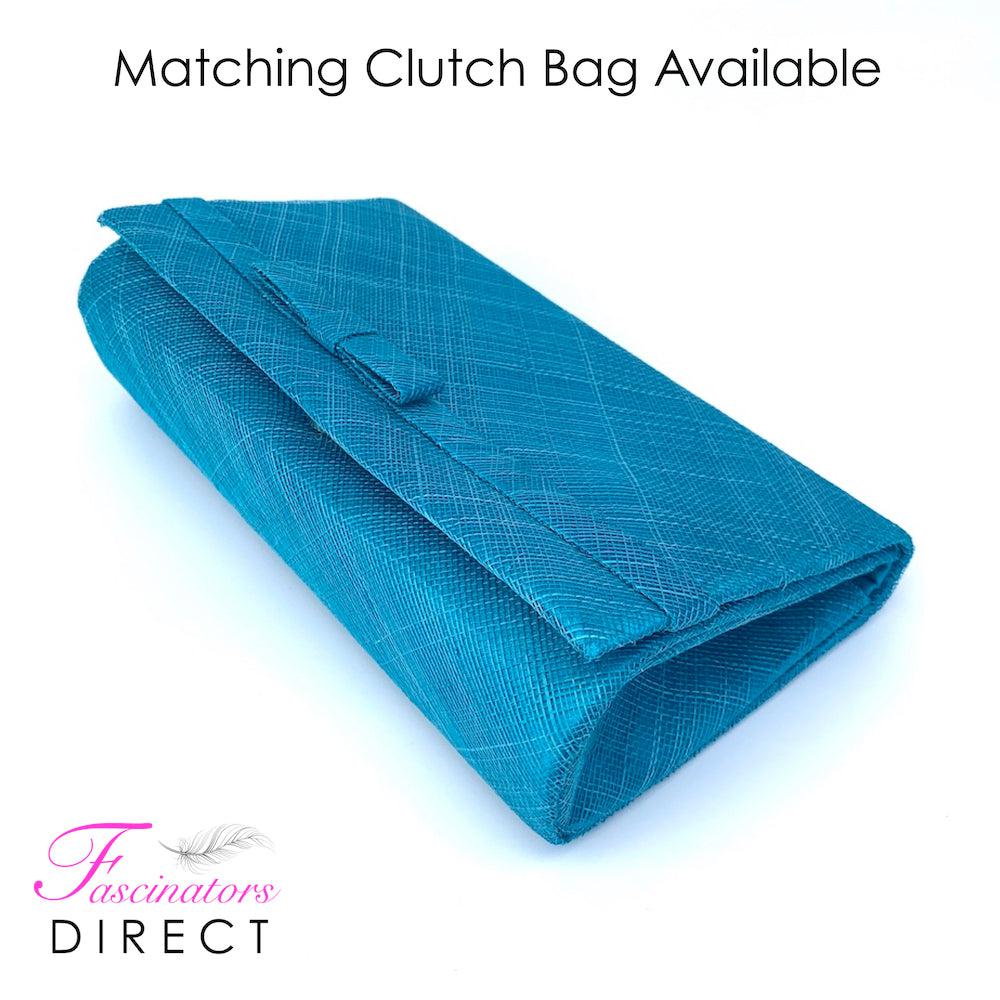 Classic Sinamay Winter Teal Fascinator-Fascinators Direct