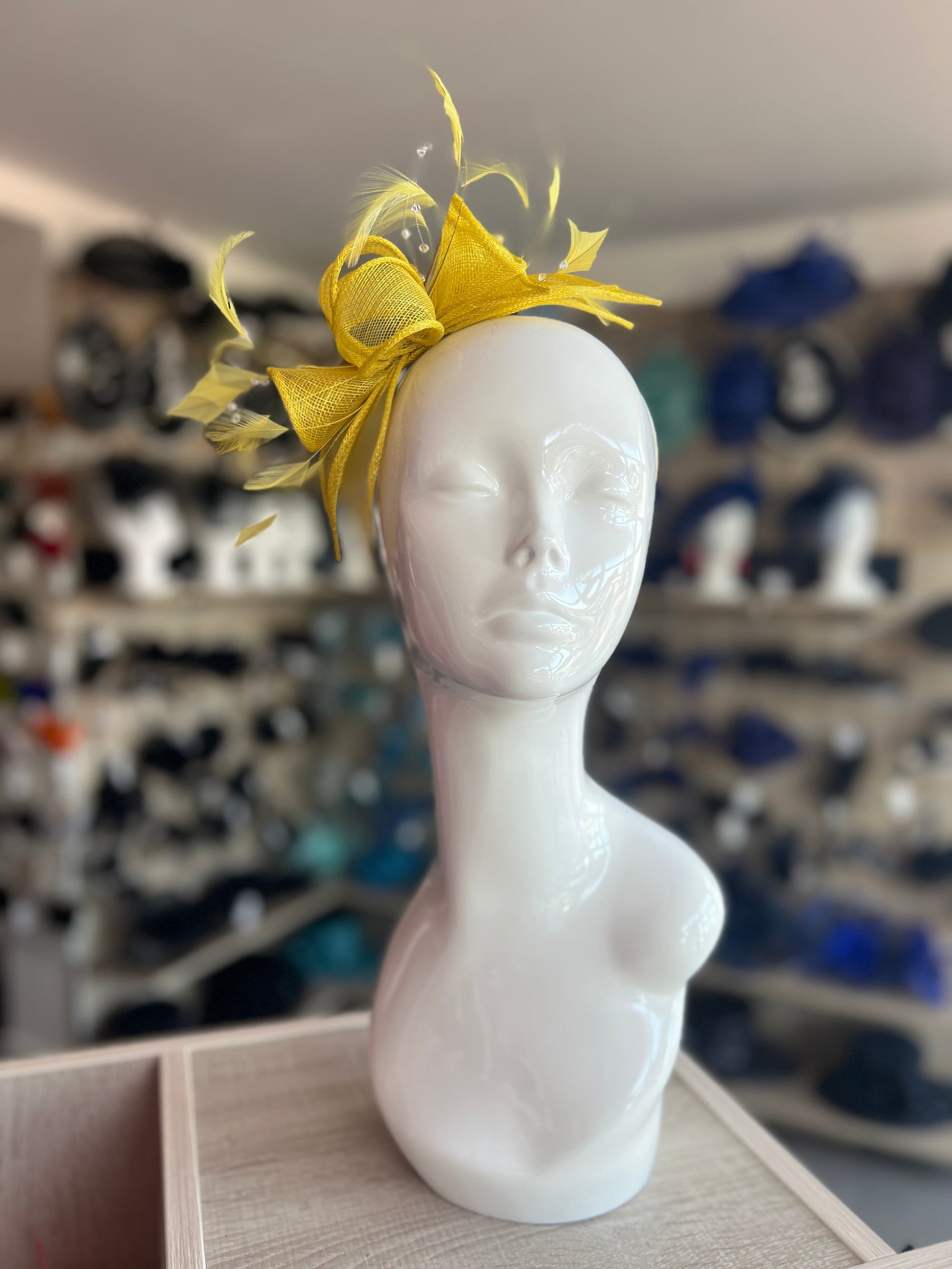 Classic Sinamay Yellow Fascinator-Fascinators Direct