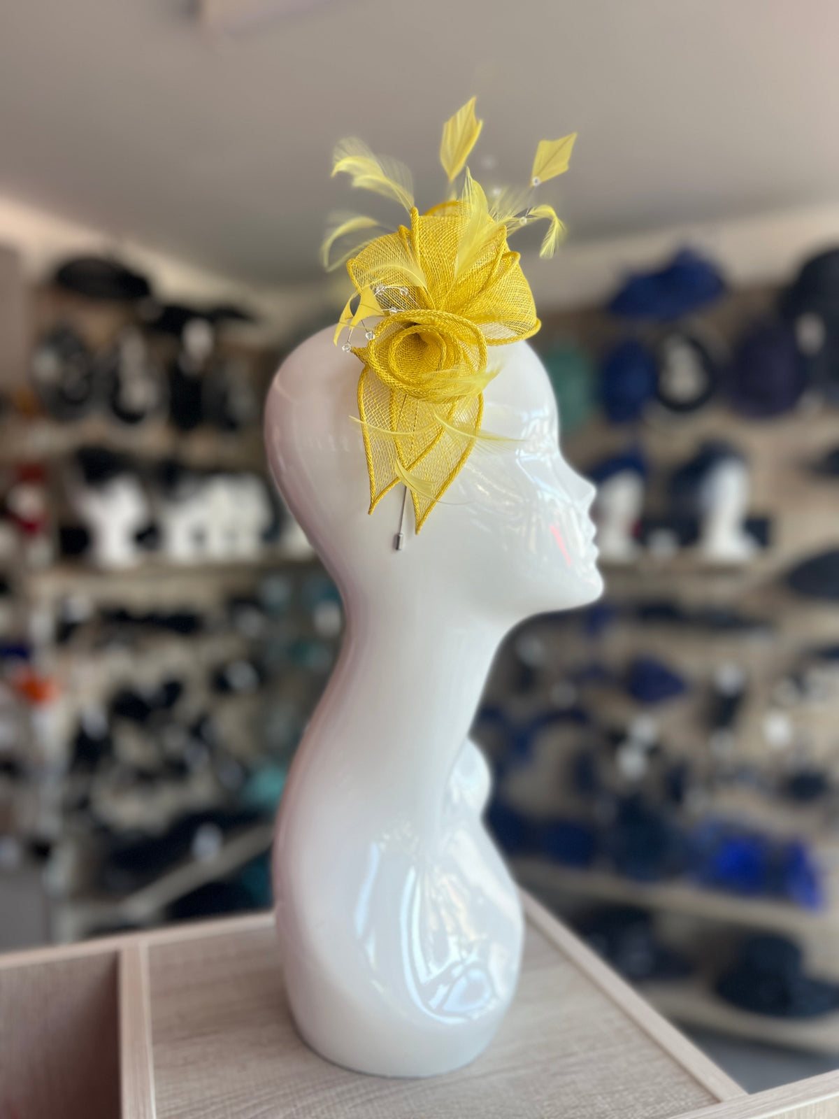 Classic Sinamay Yellow Fascinator-Fascinators Direct