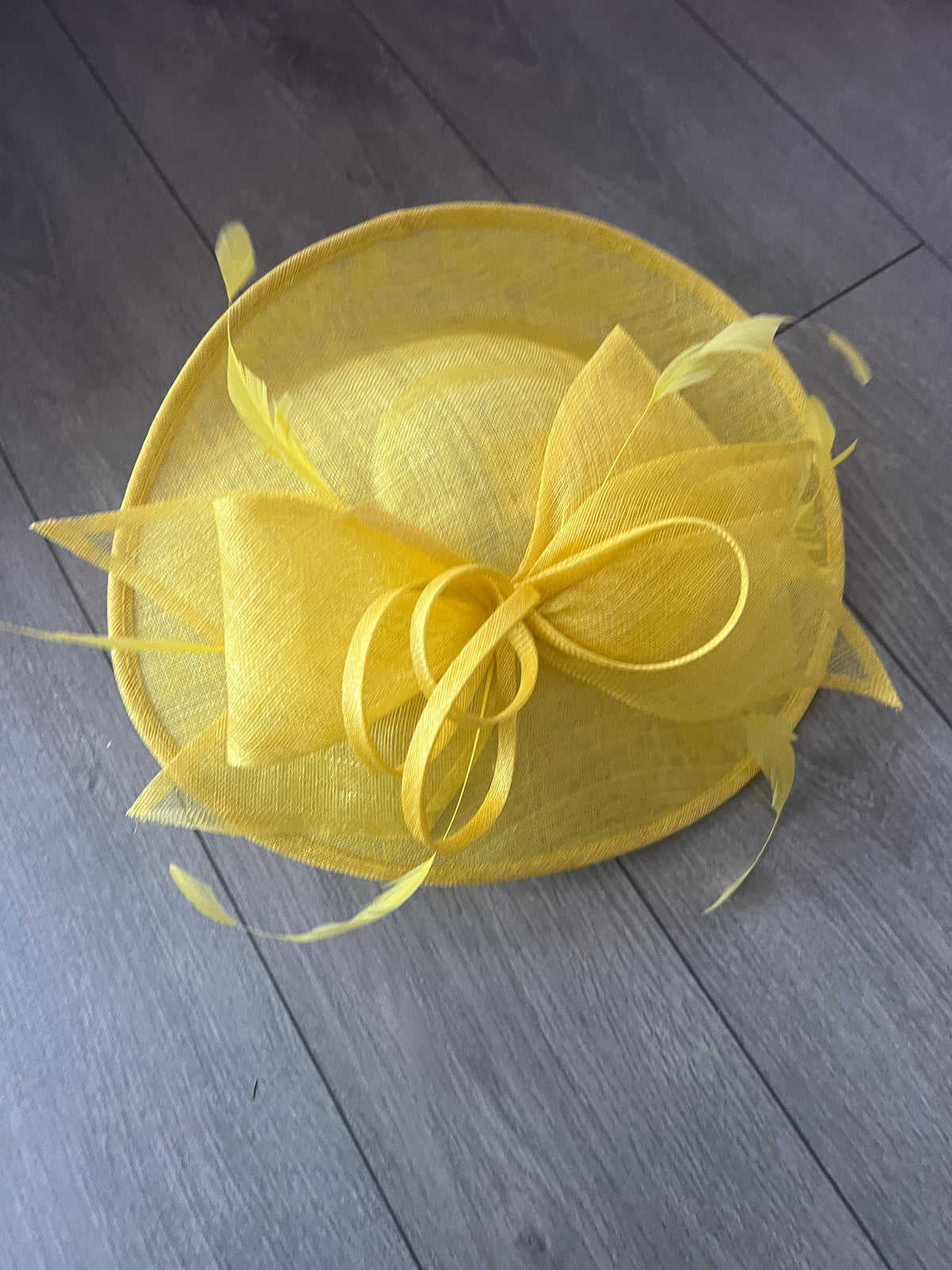 Classic Sinamay Yellow Hatinator with Bow-Fascinators Direct