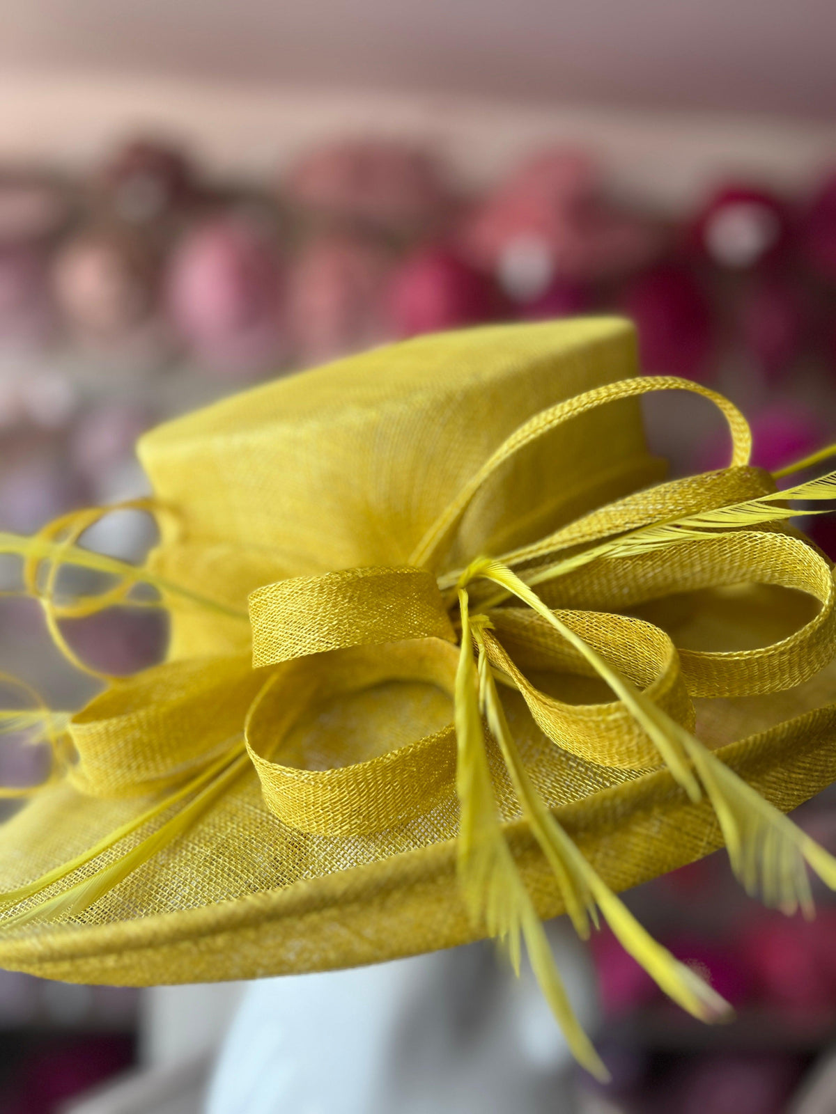 Classic Sinamay Yellow Wedding Hat-Fascinators Direct