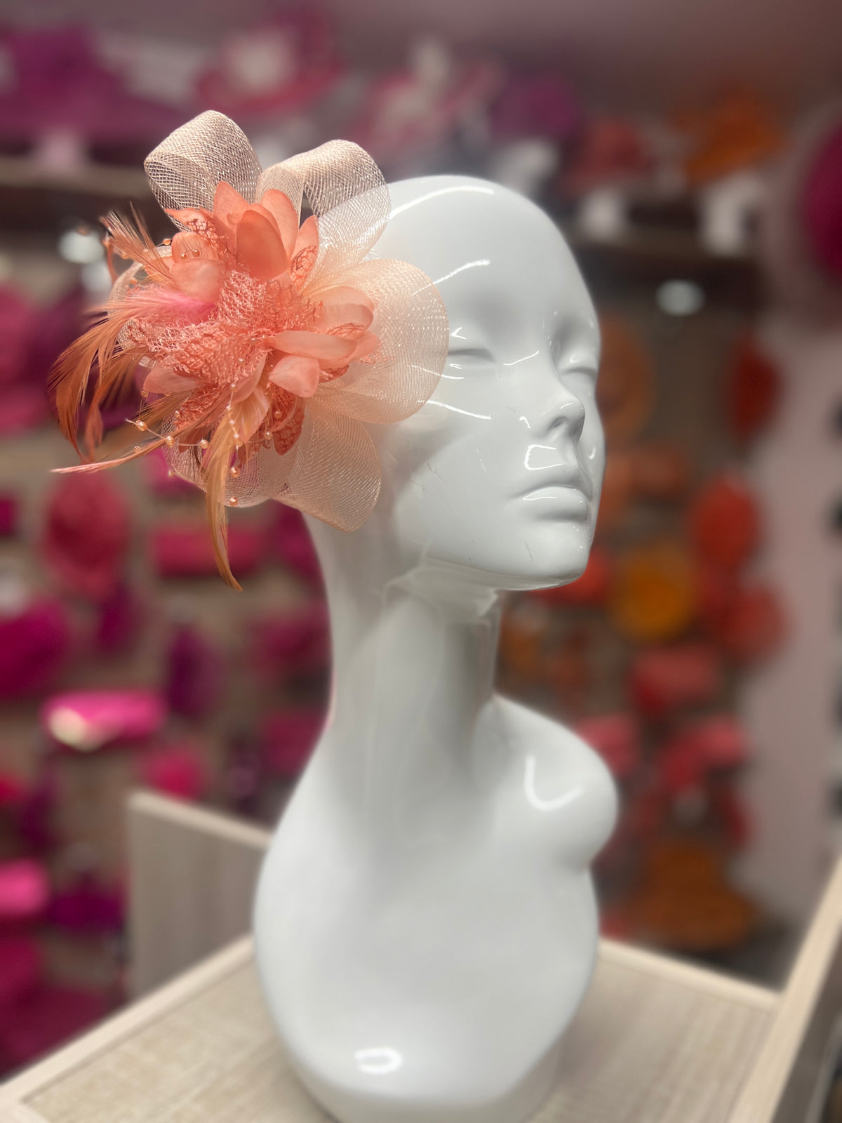 Clip In Blush Pink Hair Fascinator with Flower &amp; Loops-Fascinators Direct