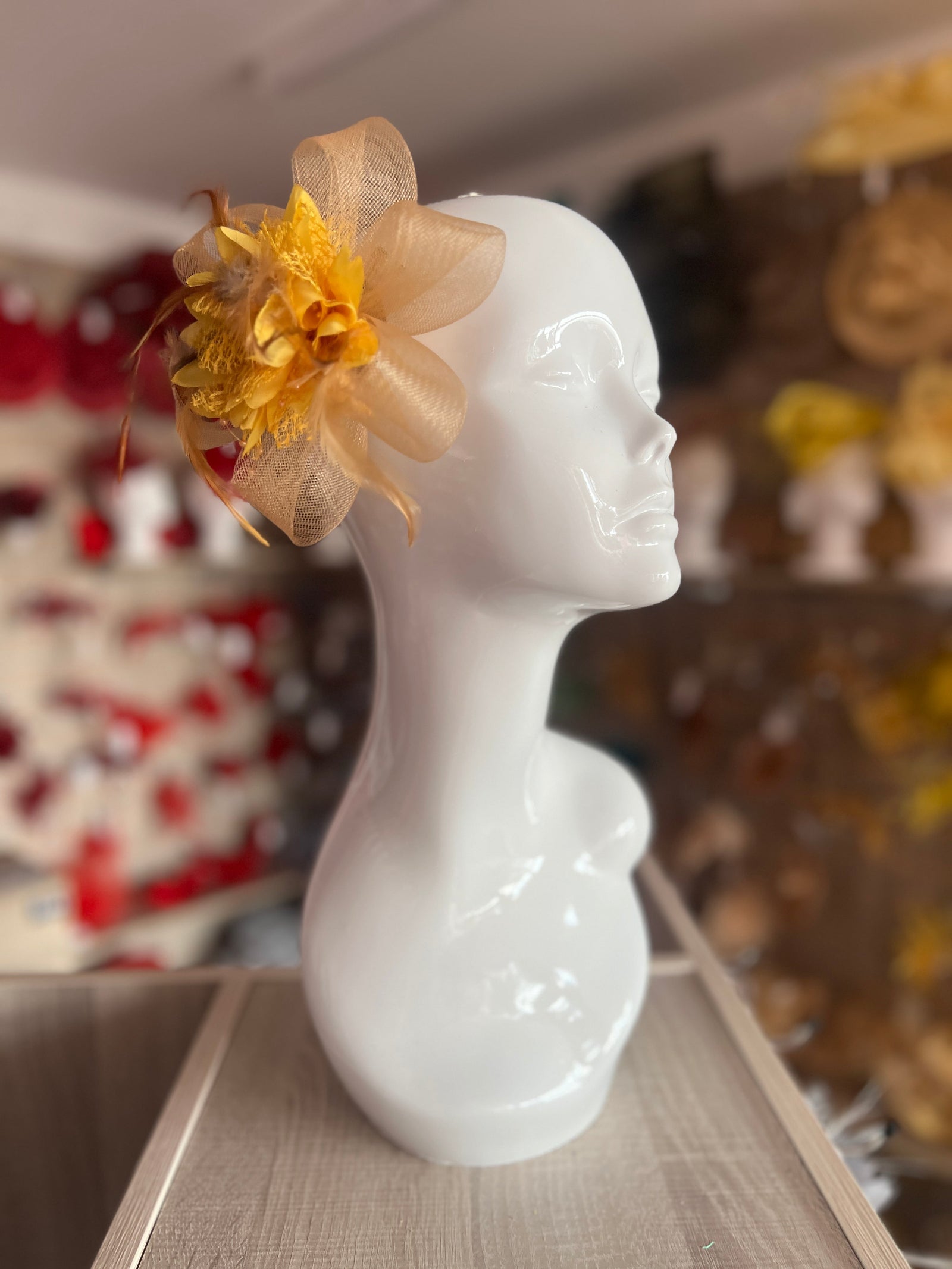 Clip In Gold Hair Fascinator with Flower & Loops-Fascinators Direct