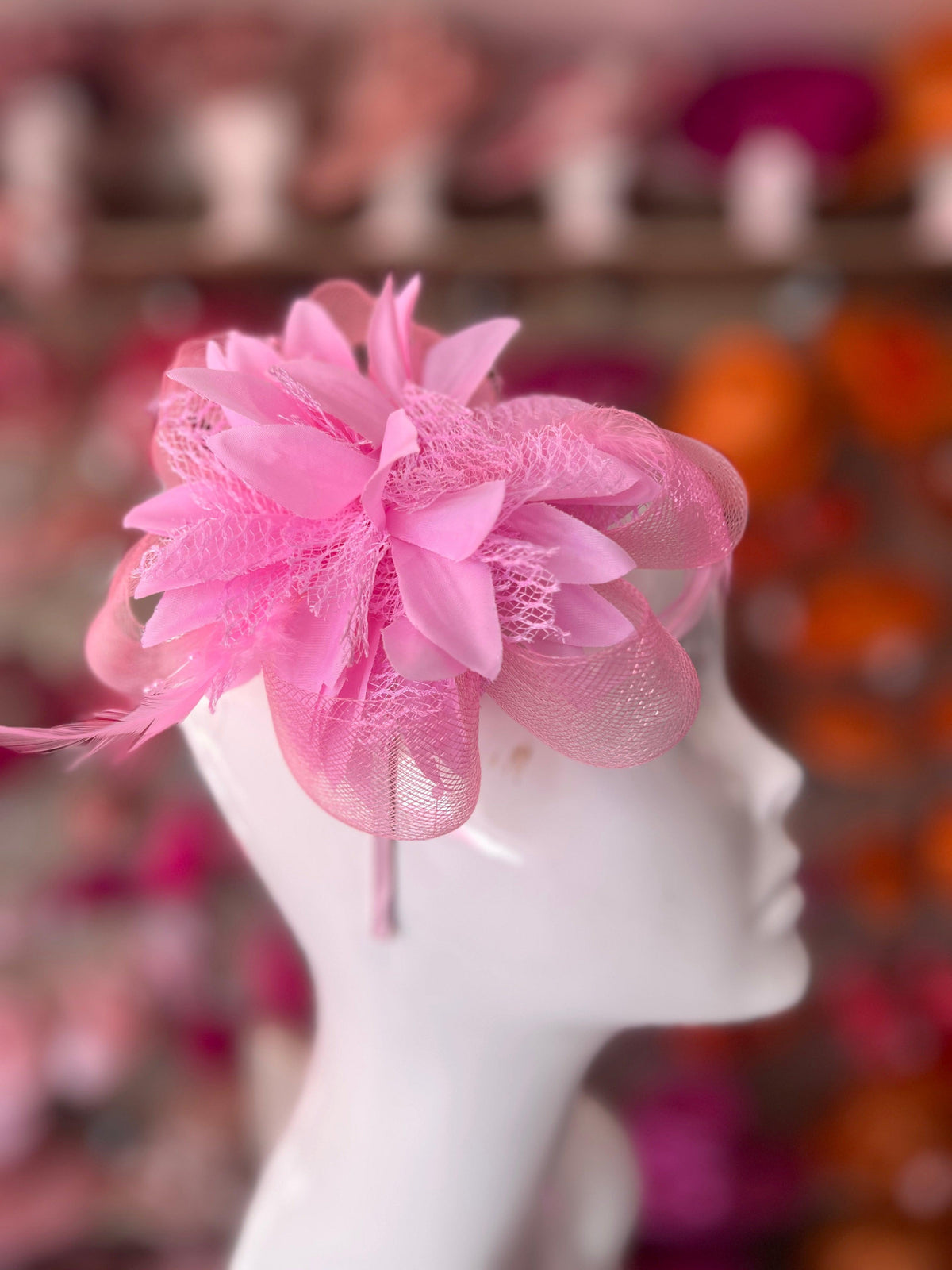 Clip In Light Pink Hair Fascinator with Flower &amp; Loops-Fascinators Direct