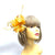 Clip On Mustard Fascinator with Loops & Feather Flower-Fascinators Direct