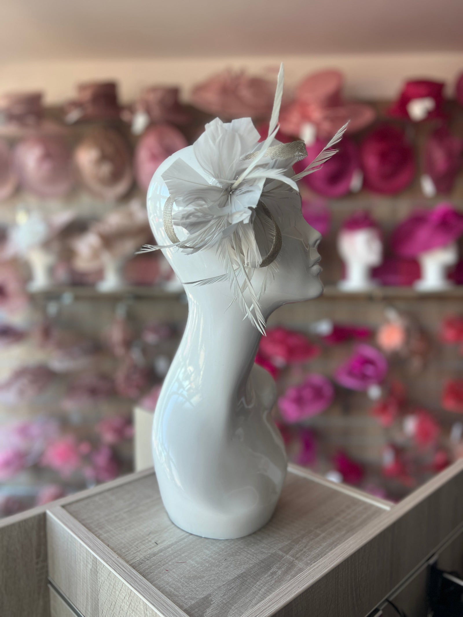 Clip On Silver Fascinator with Loops & Feather Flower-Fascinators Direct