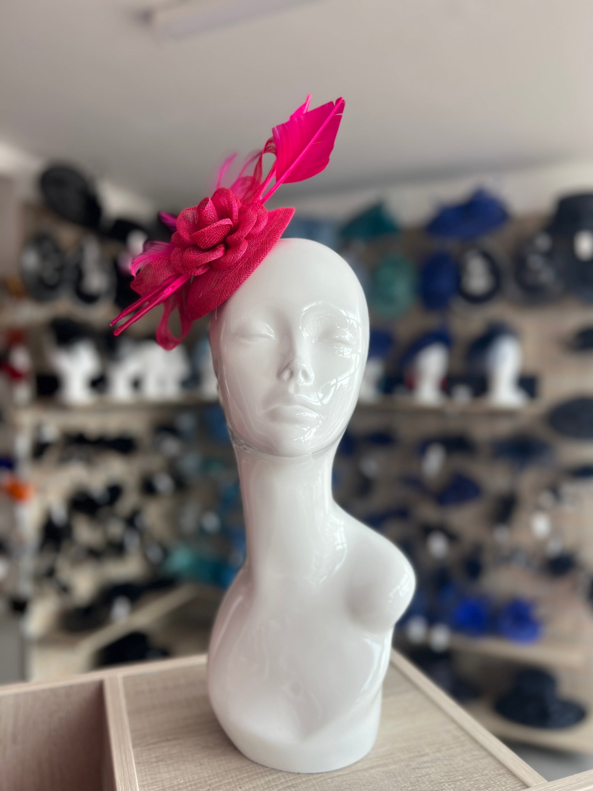 Clip in Fuchsia Fascinator with Twin Feather Quills-Fascinators Direct