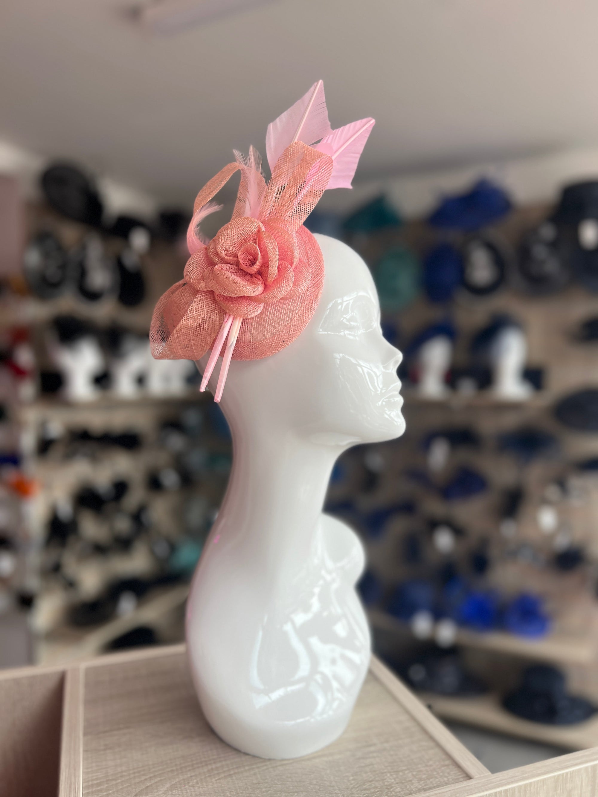 Clip in Pink Fascinator with Twin Feather Quills-Fascinators Direct