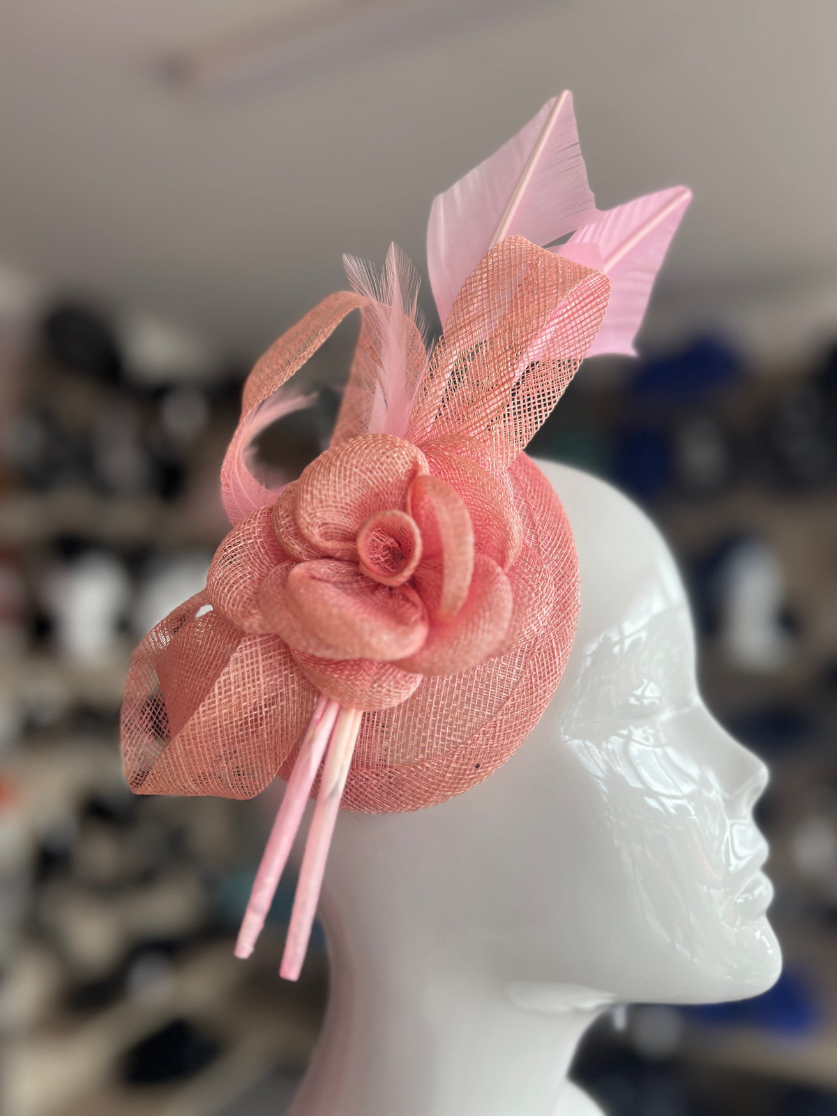 Clip in Pink Fascinator with Twin Feather Quills-Fascinators Direct