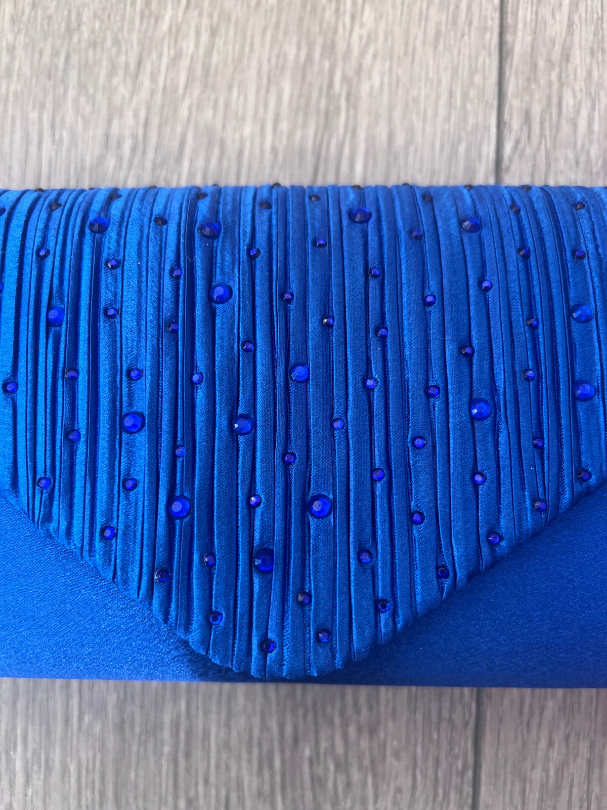 Cobalt Blue Envelope Clutch Bag with Crystal Rhinestones-Fascinators Direct