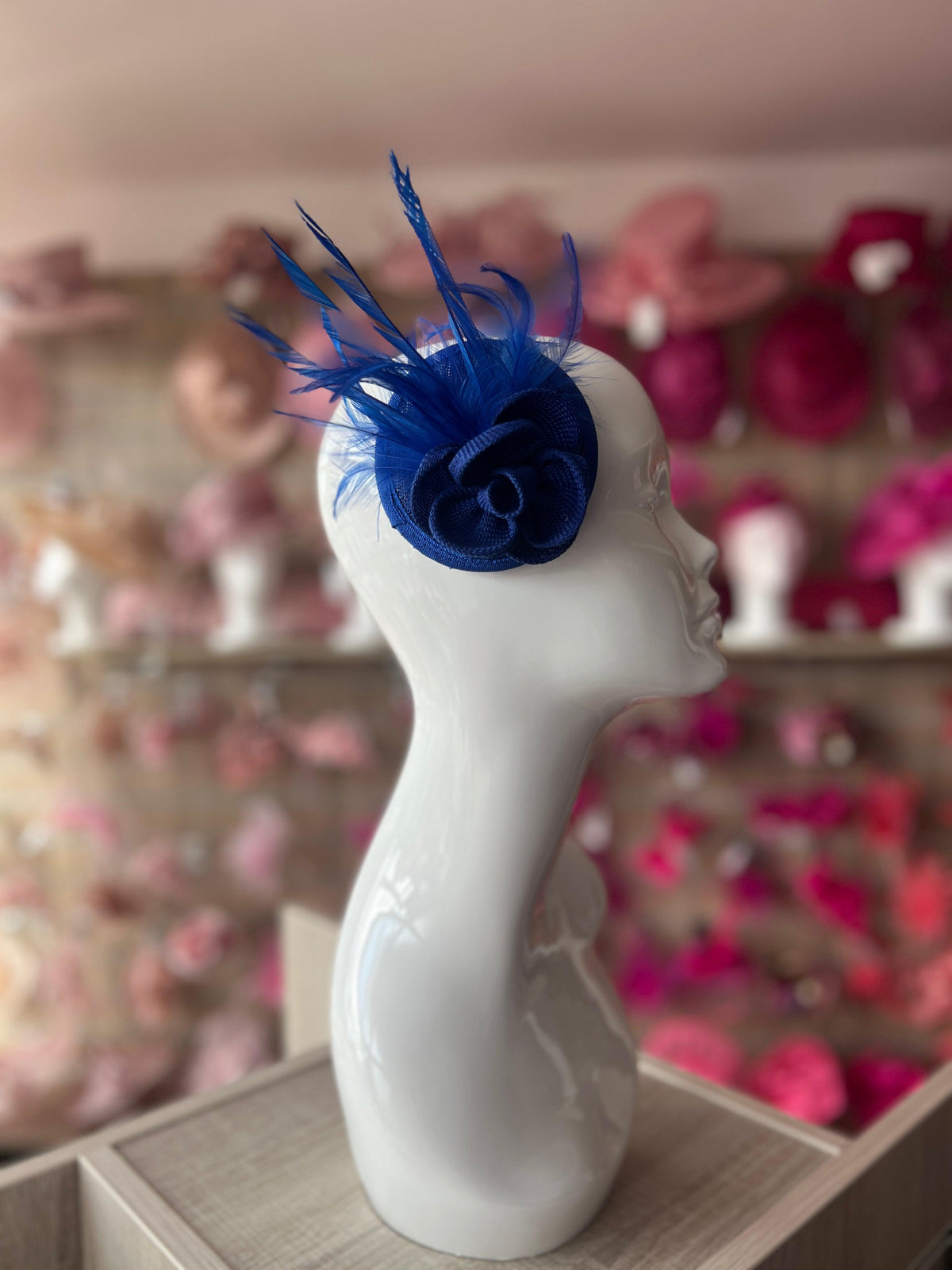 Cobalt Blue Fascinator with Lily Flower &amp; Feathers-Fascinators Direct