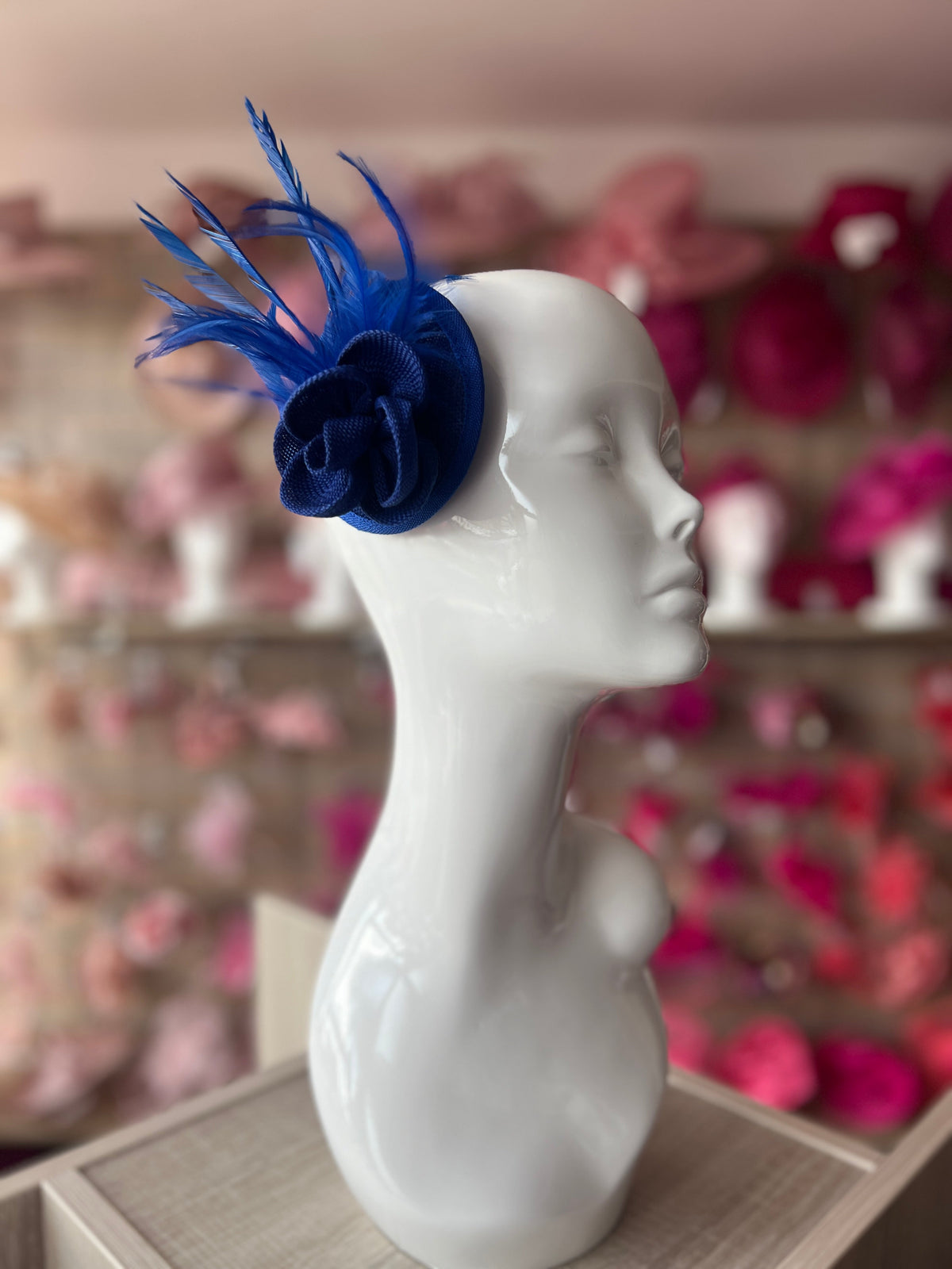 Cobalt Blue Fascinator with Lily Flower &amp; Feathers-Fascinators Direct