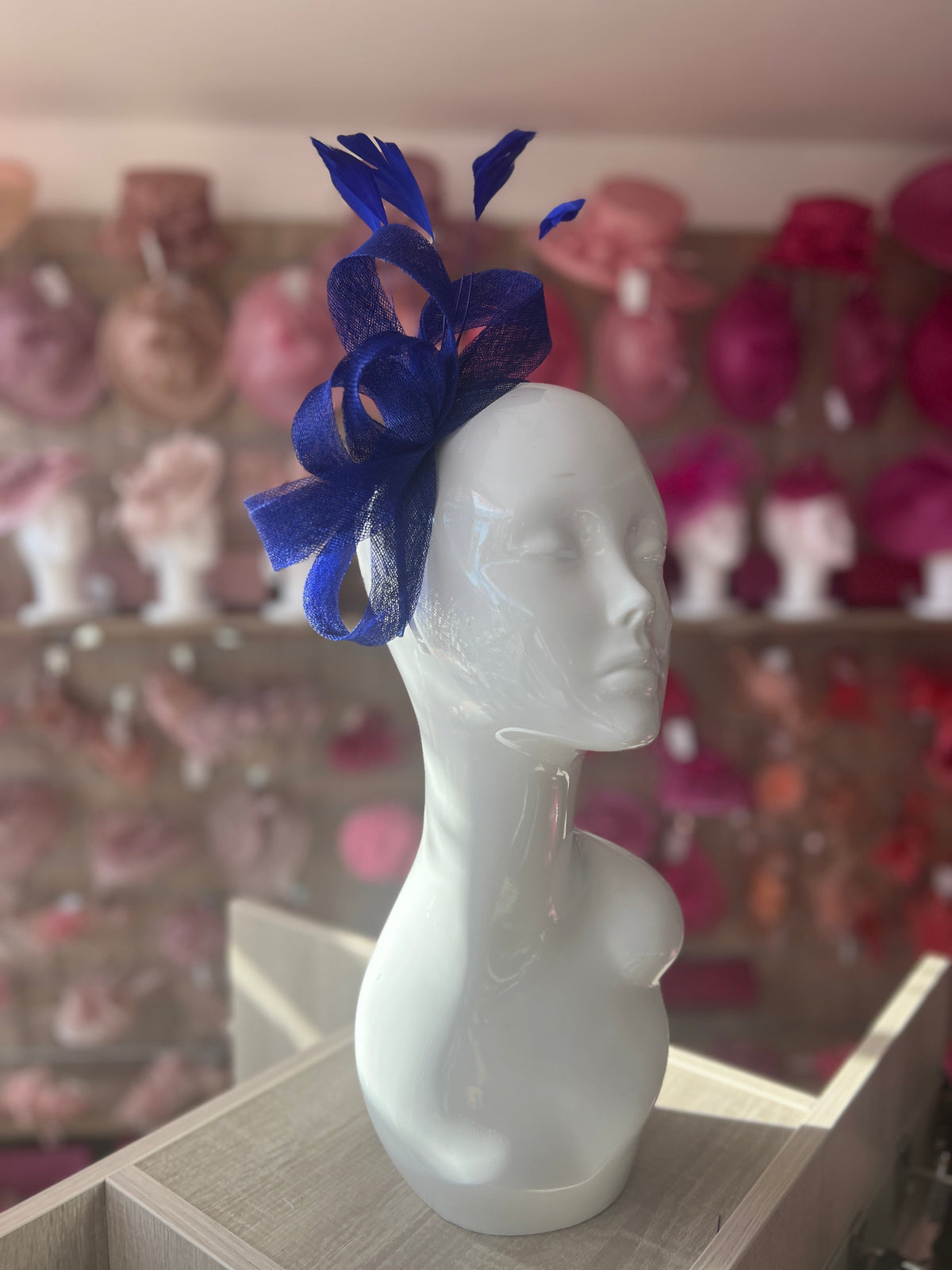 Cobalt Blue Large Loop Feather Headband Fascinator-Fascinators Direct