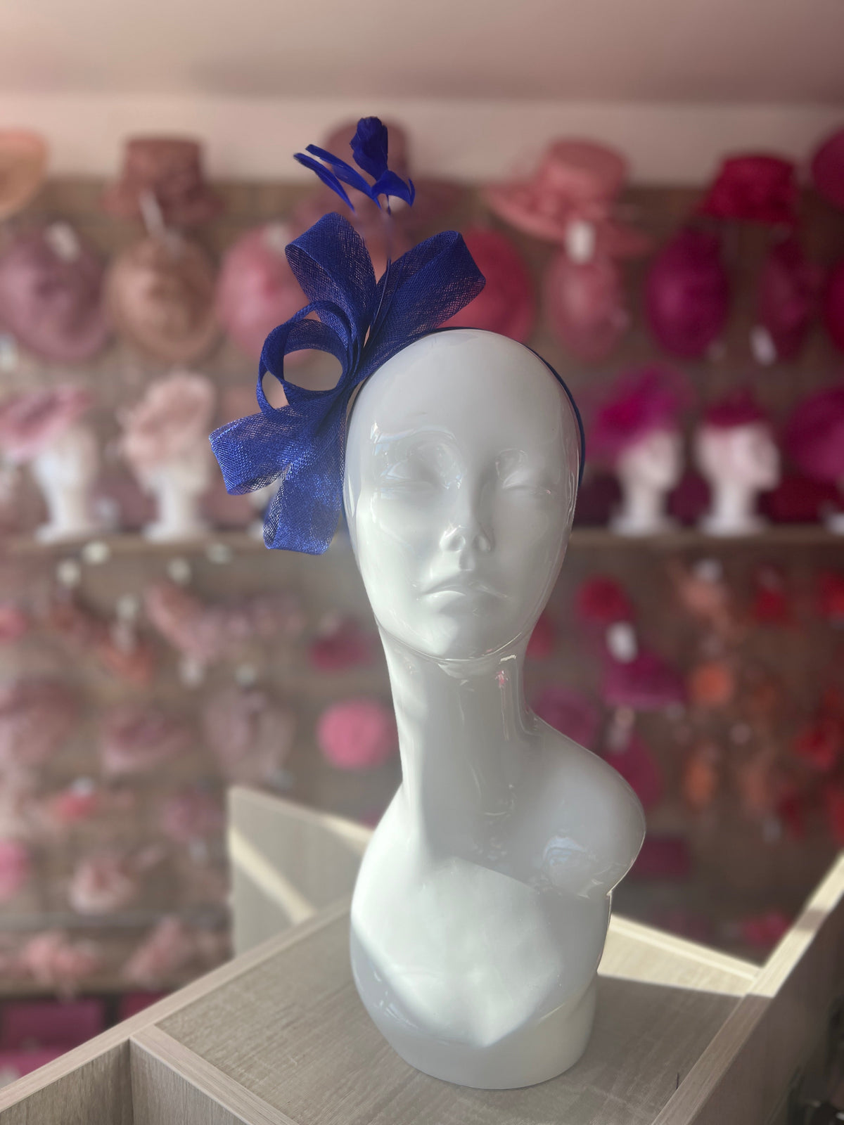 Cobalt Blue Large Loop Feather Headband Fascinator-Fascinators Direct