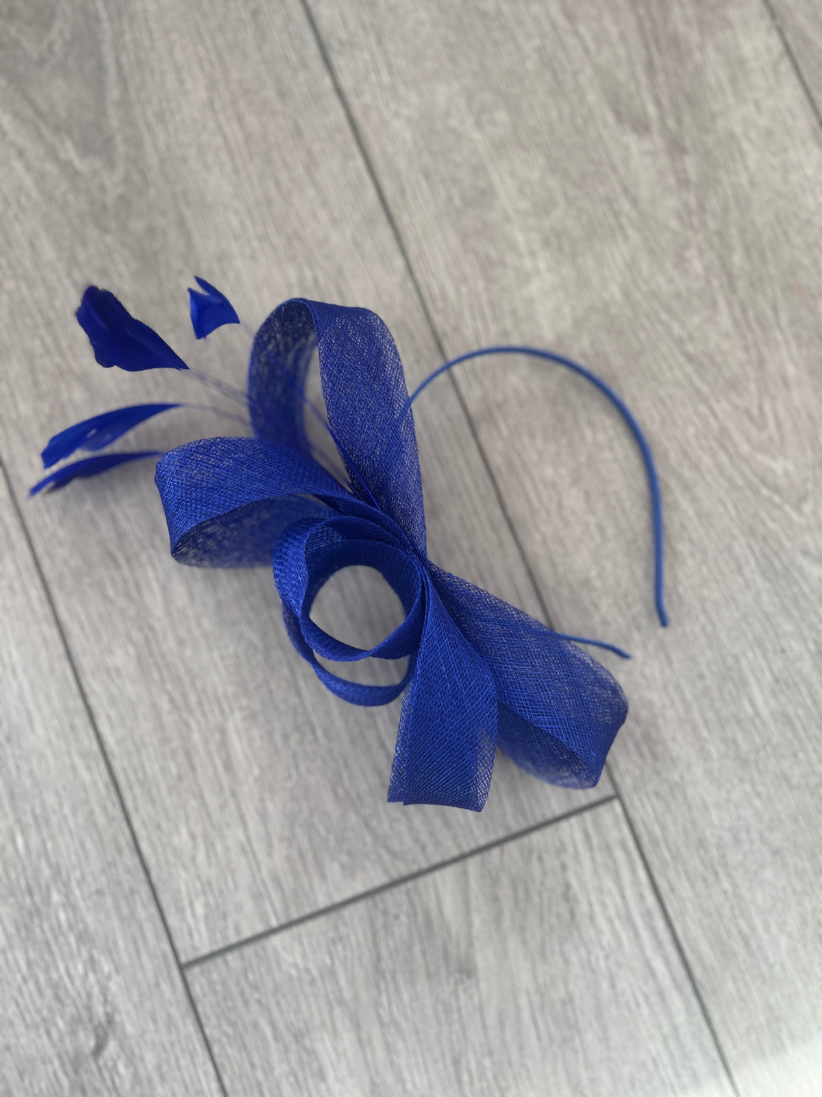 Cobalt Blue Large Loop Feather Headband Fascinator-Fascinators Direct