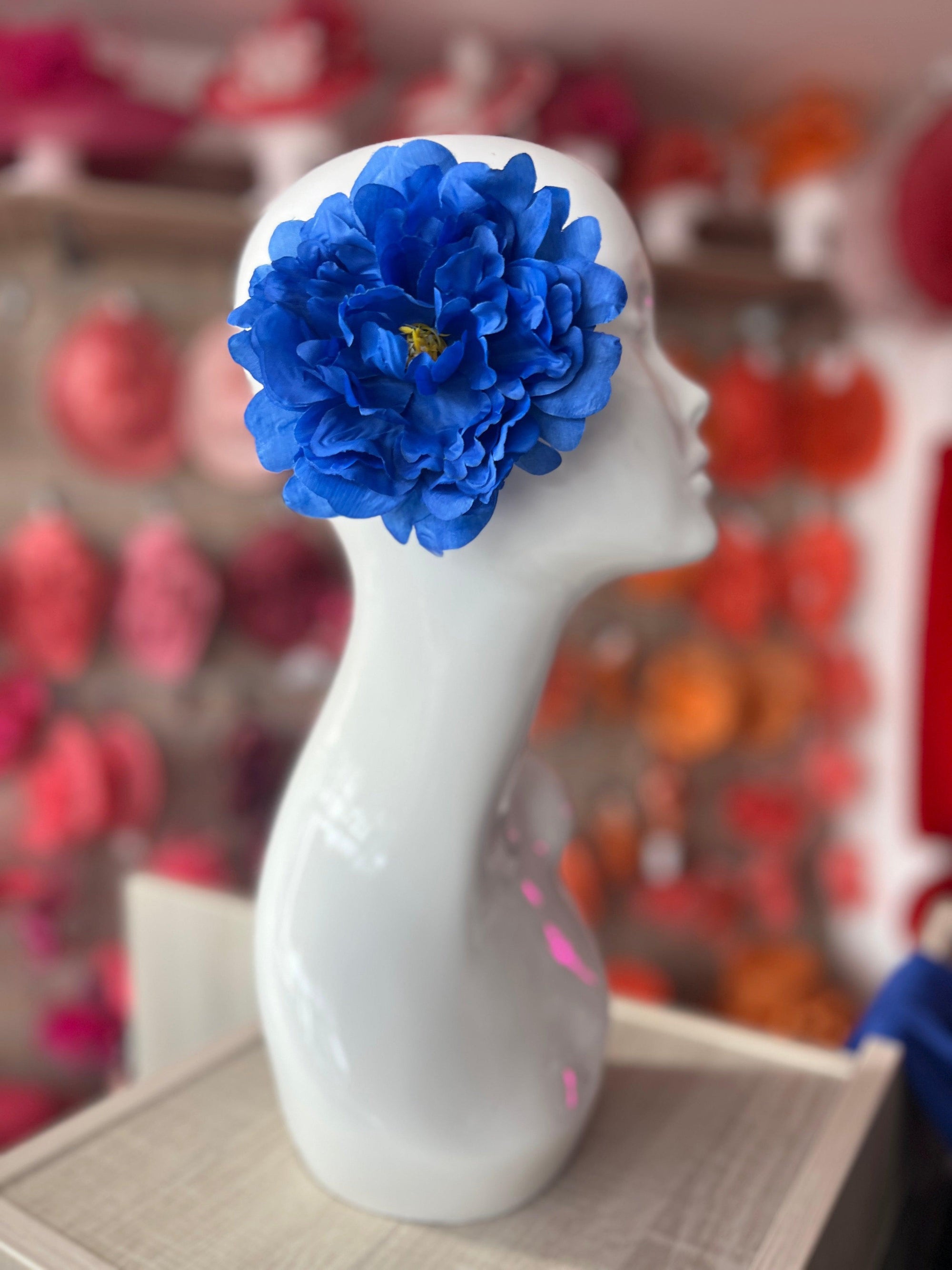 Cobalt Blue Peony Hair flower-Fascinators Direct