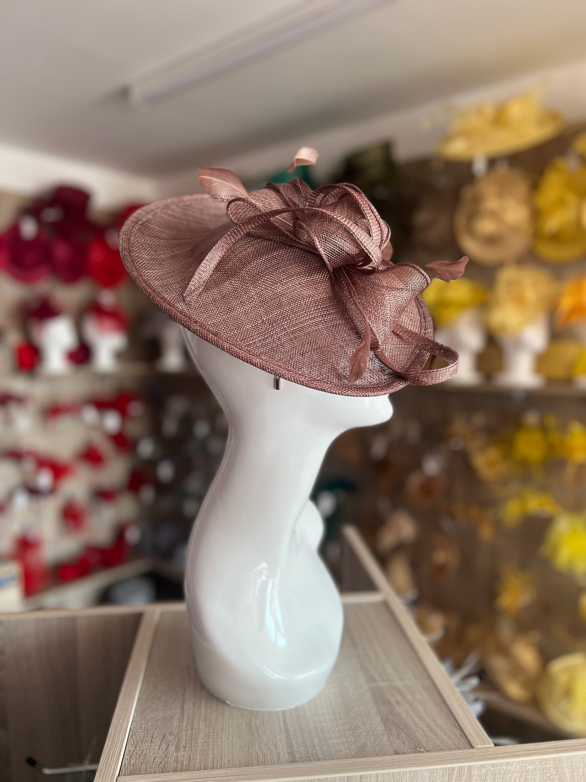 Coffee Teardrop Disc Fascinator-Fascinators Direct