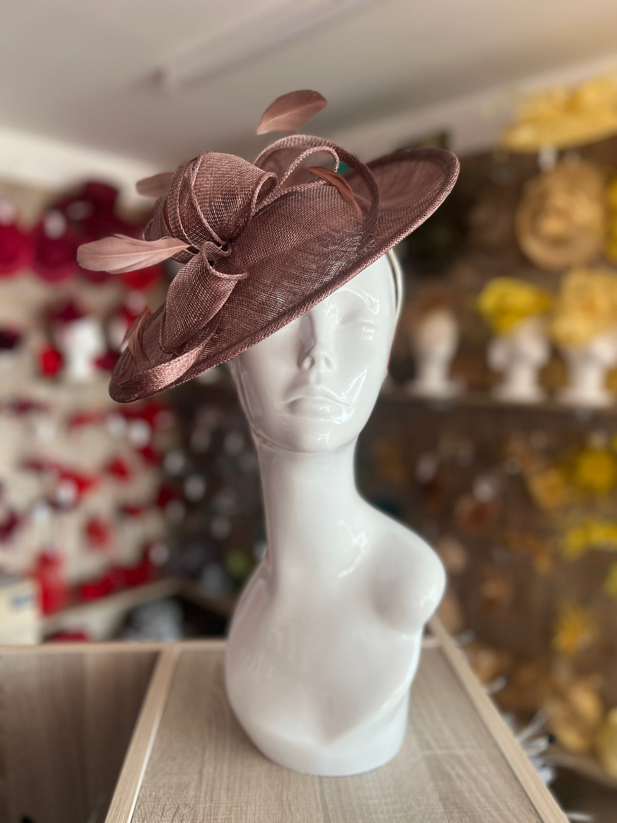 Coffee Teardrop Disc Fascinator-Fascinators Direct