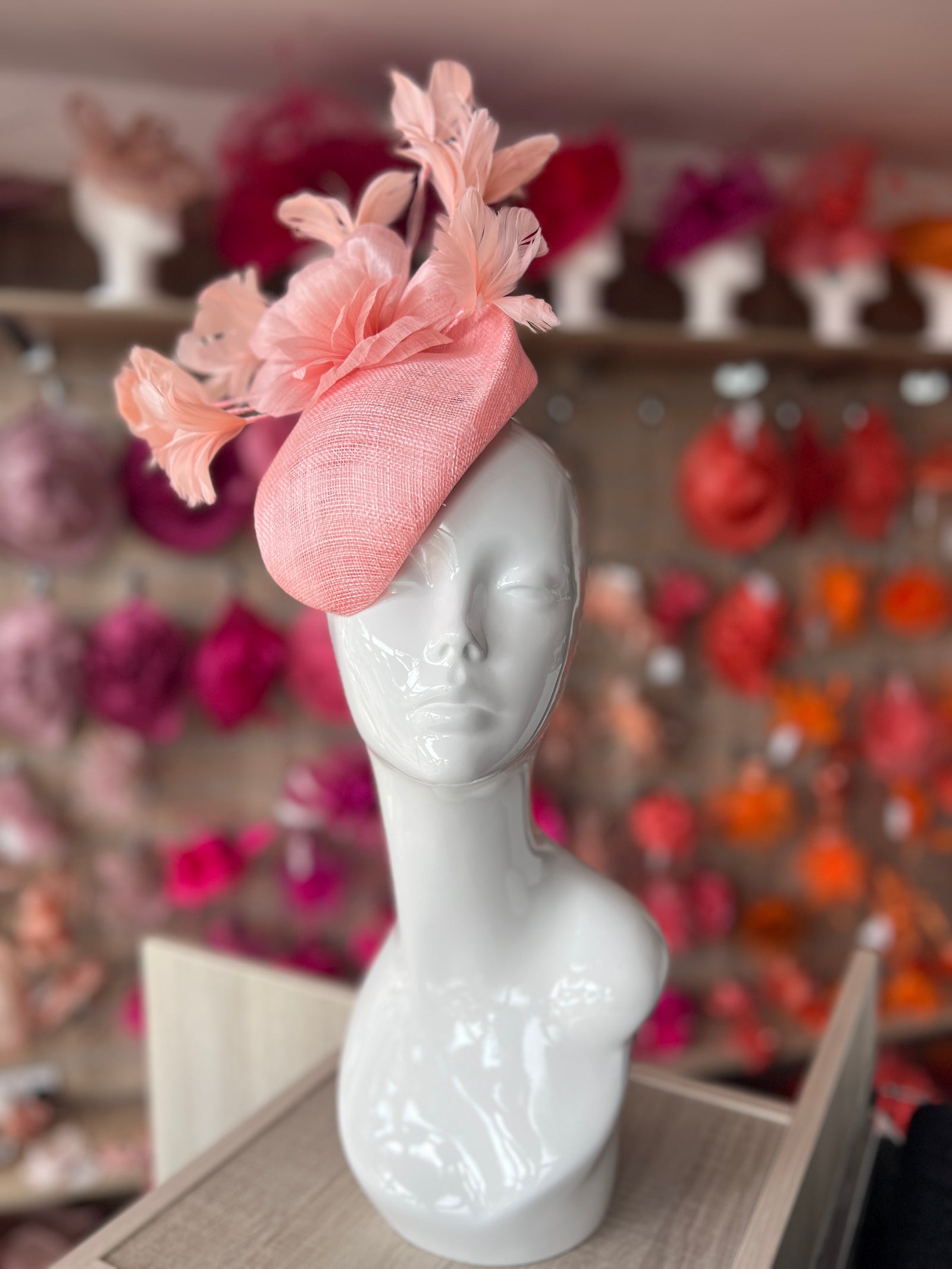 Contoured Bubblegum Pillbox Fascinator Hat-Fascinators Direct