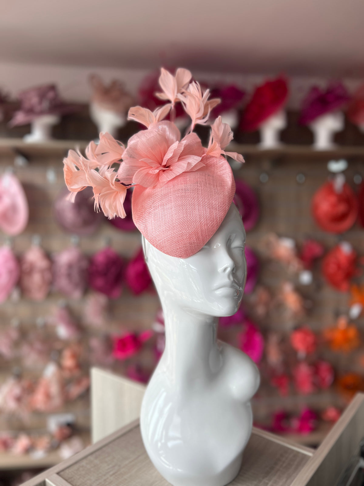 Contoured Bubblegum Pillbox Fascinator Hat-Fascinators Direct