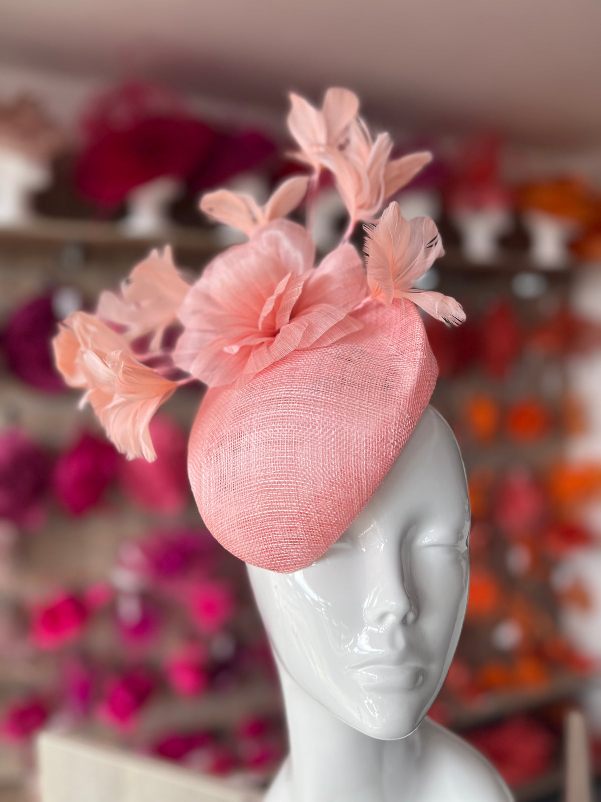 Contoured Bubblegum Pillbox Fascinator Hat-Fascinators Direct