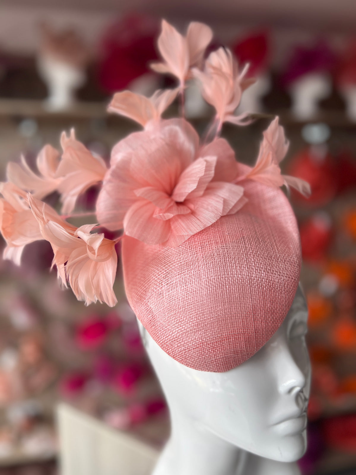 Contoured Bubblegum Pillbox Fascinator Hat-Fascinators Direct